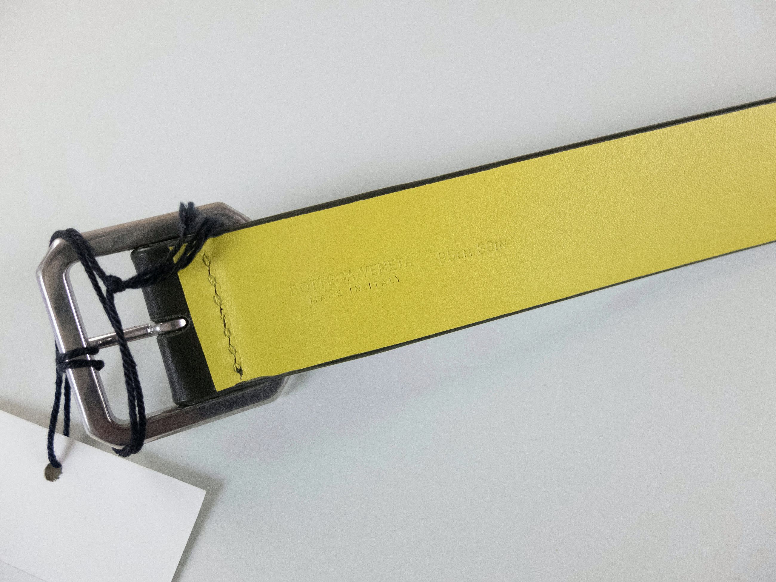 Bottega Veneta BOTTEGA VENETA dark green & kiwi reversible leather belt 95 Size 38 - 4 Thumbnail