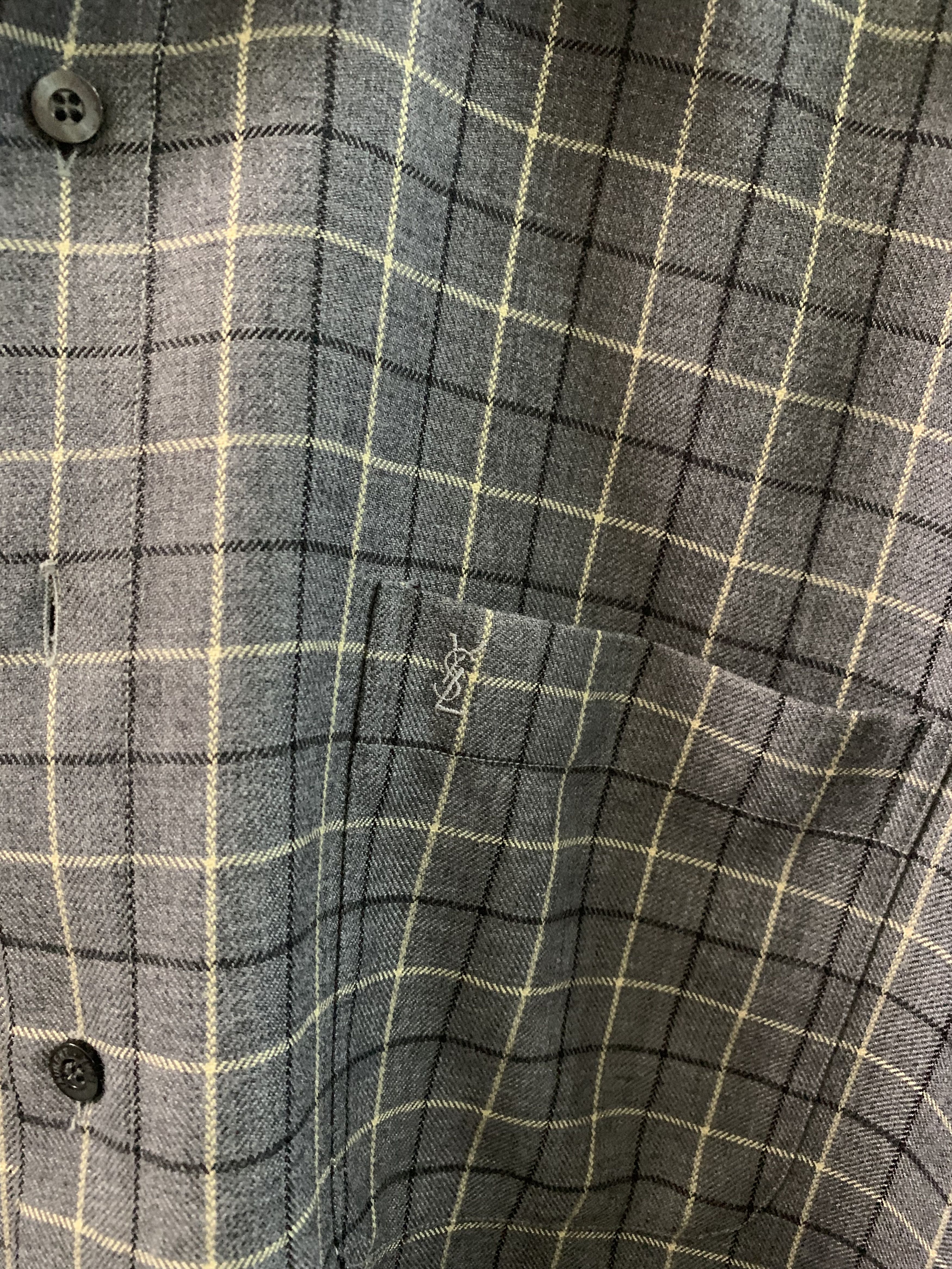 Saint Laurent Paris 🪡Saint Laurent Shadow Plaid Flannel Shirt.✨ Size 46S - 2 Thumbnail