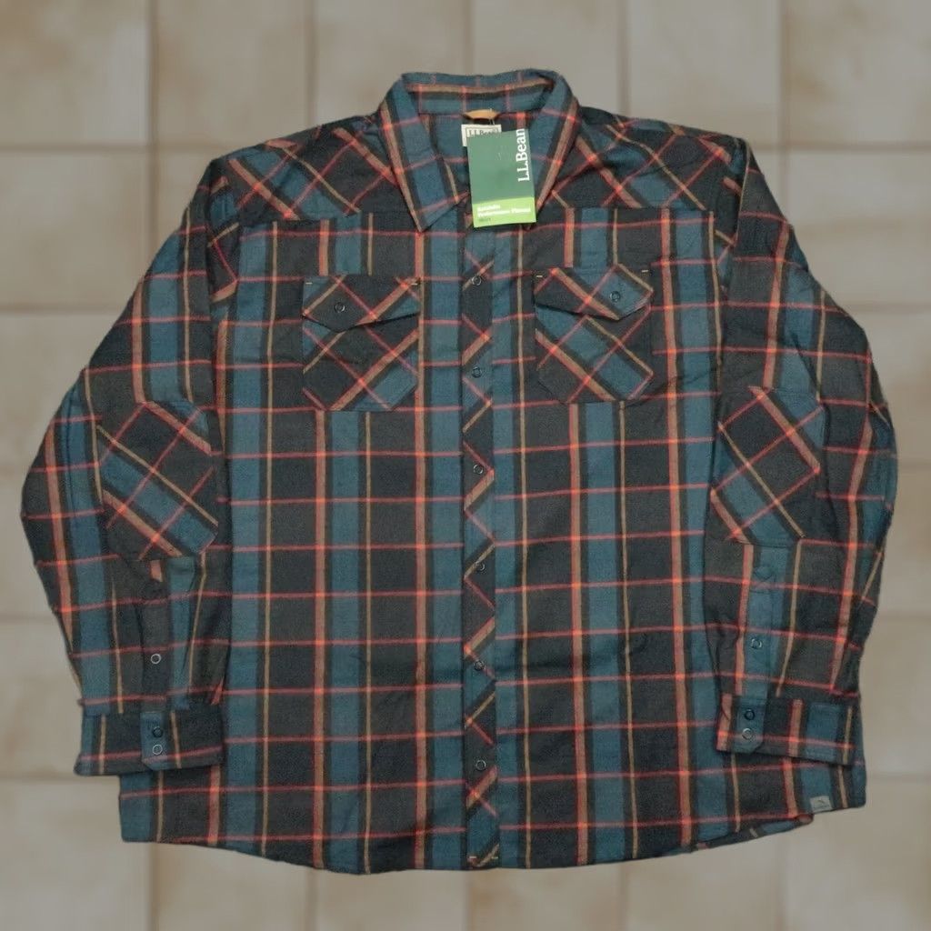 Vintage LL Bean Shirt Men 3XL Blue Plaid Katahdin Performance Flannel Long Sleeve NWT Size US XXL / EU 58 / 5 - 1 Thumbnail