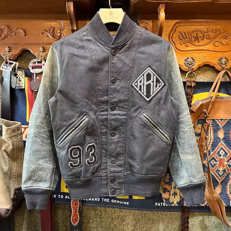 RRL Ralph Lauren RRL Indigo Dyed Leather Sleeve Bomber Jacket - dmc Size US S / EU 44-46 / 1 - 1 Thumbnail