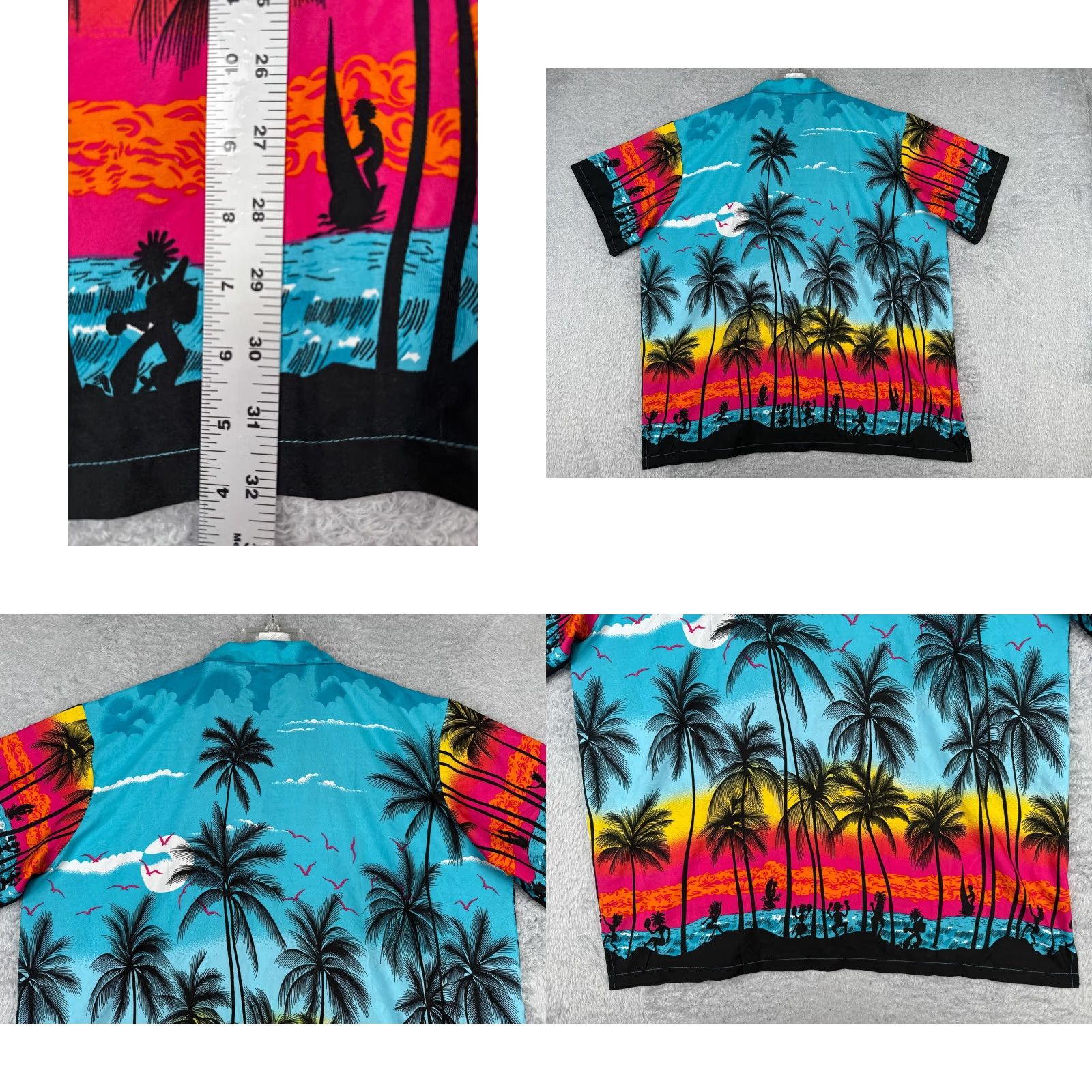 Vintage Hawaiian Shirt Mens 2XL XXL Blue Red Sunset Palm Beach Wind Surfer Button Up Size US XXL / EU 58 / 5 - 9 Thumbnail
