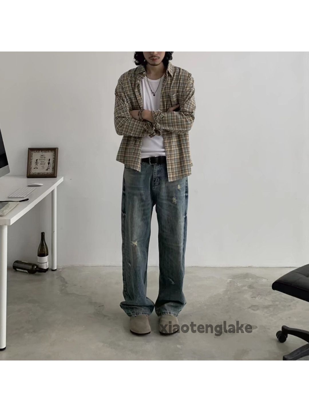 Jean × Vintage washed faded cleanfit yuppie loose damaged jeans Size US 36 / EU 52 - 4 Thumbnail