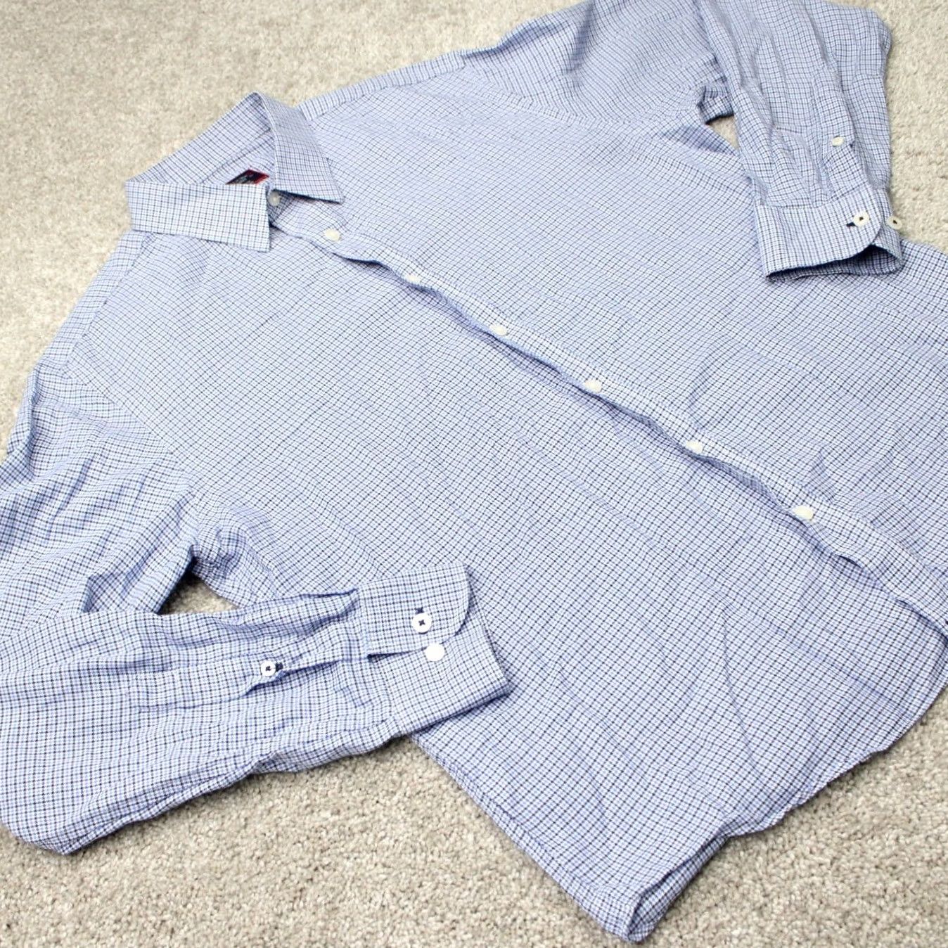 UNTUCKit UNTUCKit Shirt Men Medium Blue Checkered 100% Cotton Long Sleeve Button-Up Carded? Size US M / EU 48-50 / 2 - 7 Thumbnail