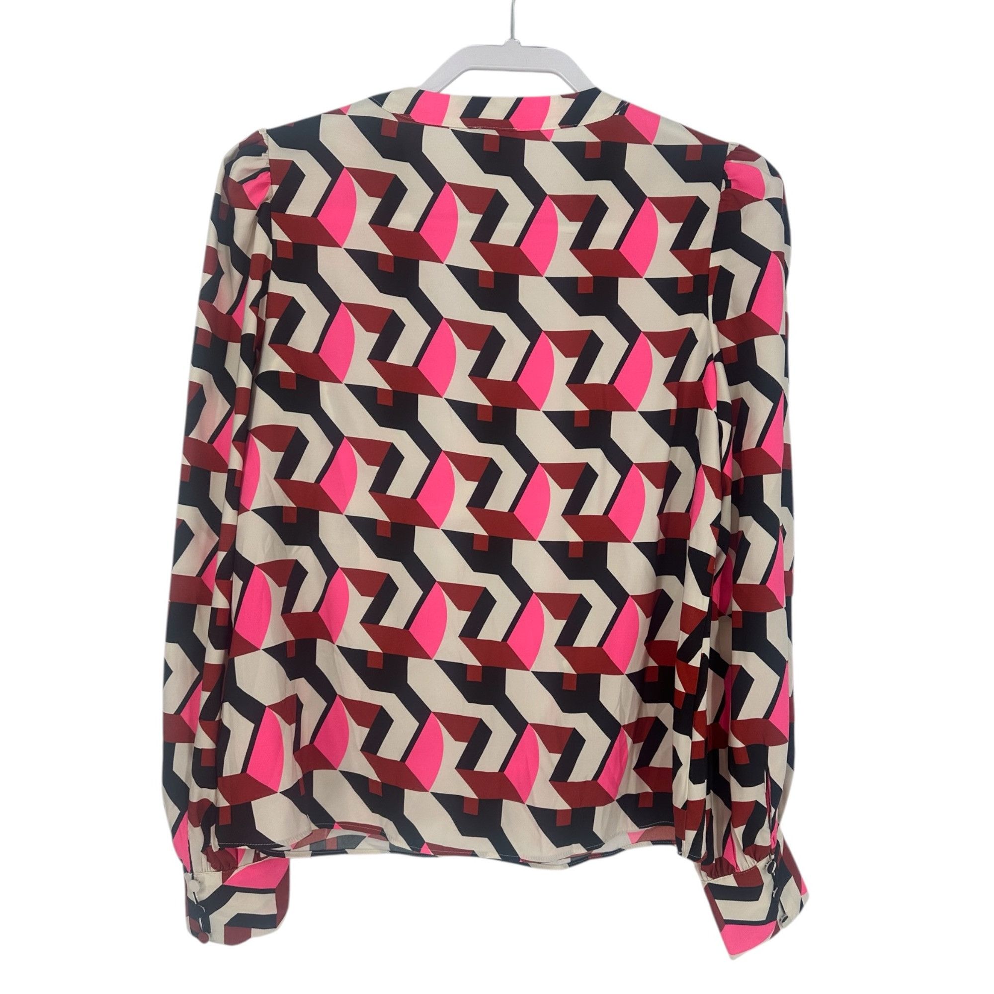 Express Express Women's Geometric Print Blouse XS Pink Black Abstrac Size XS / US 0-2 / IT 36-38 - 2 Thumbnail