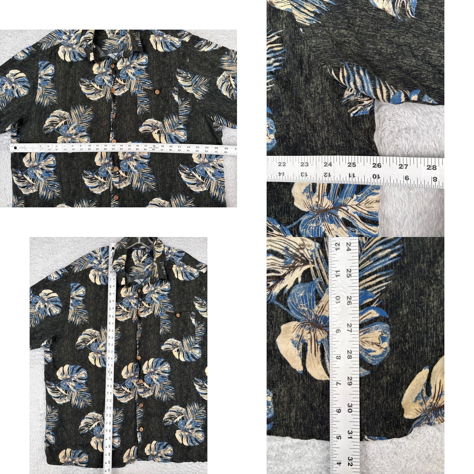 Vintage Puritan Shirt Mens 2XL Black Blue Palm Tree Leaf Print Hawaiian 100% Rayon Size US XXL / EU 58 / 5 - 8 Thumbnail