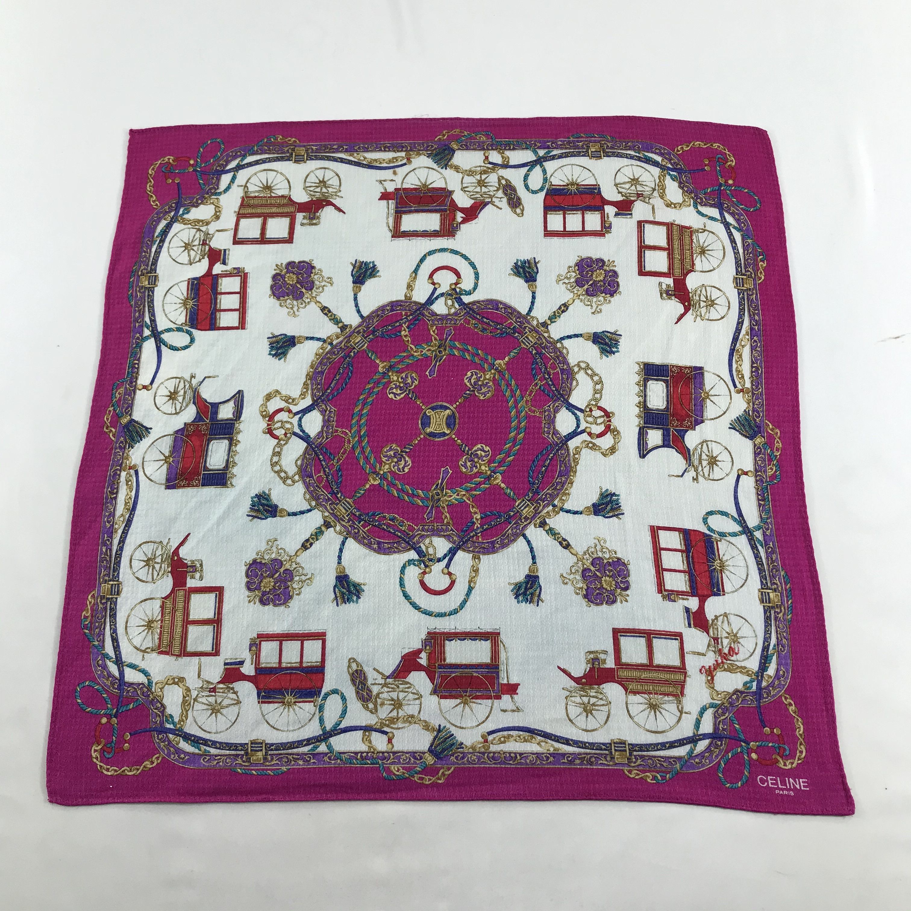 Vintage Celine Luxury Handkerchief Neckerchief Bandana H04 Size ONE SIZE - 1 Thumbnail