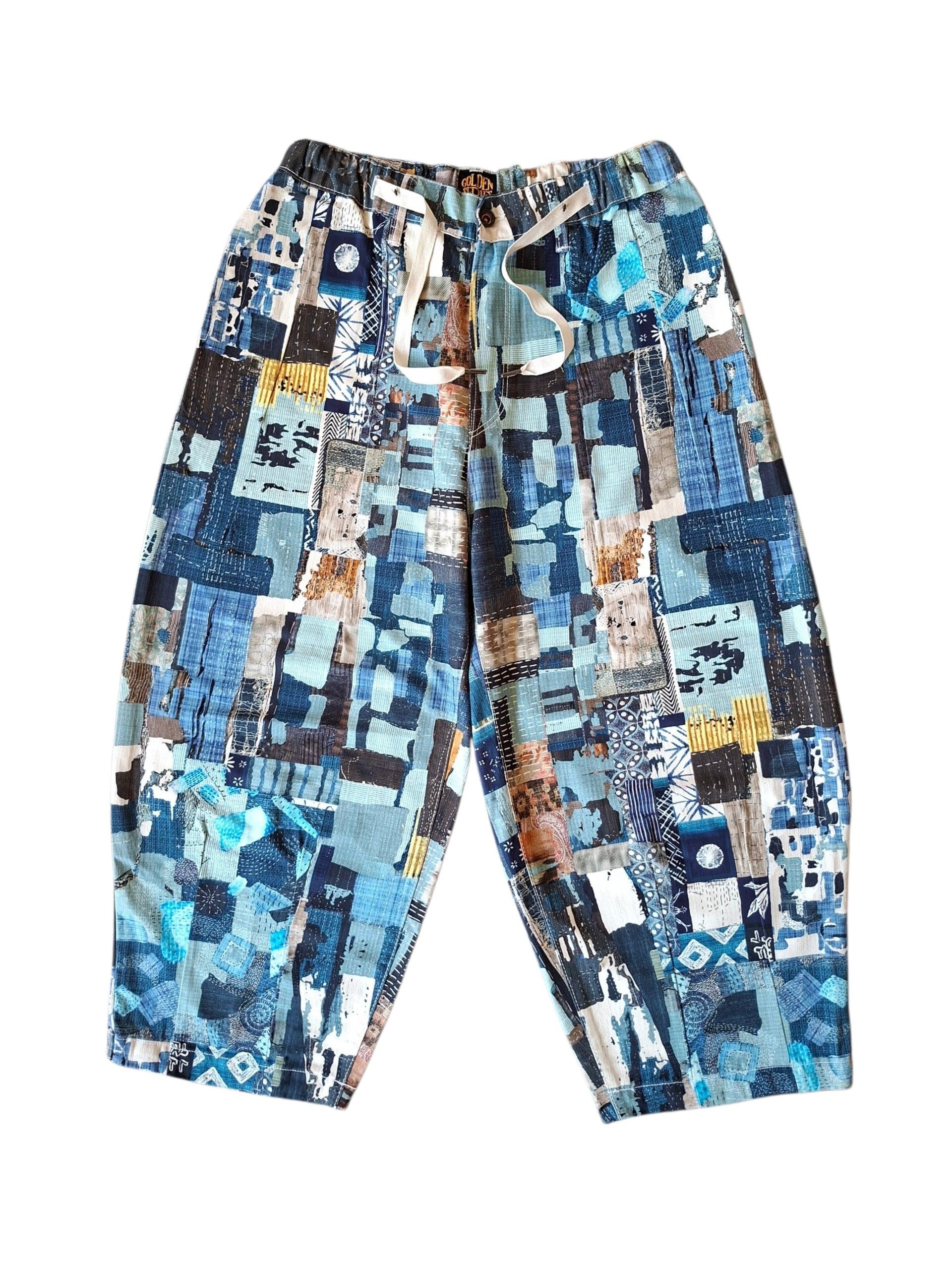 Blue Blue Japan 💥Kaito sashiko boro print japanese style nikkapokka pants Size US 32 / EU 48 - 1 Thumbnail