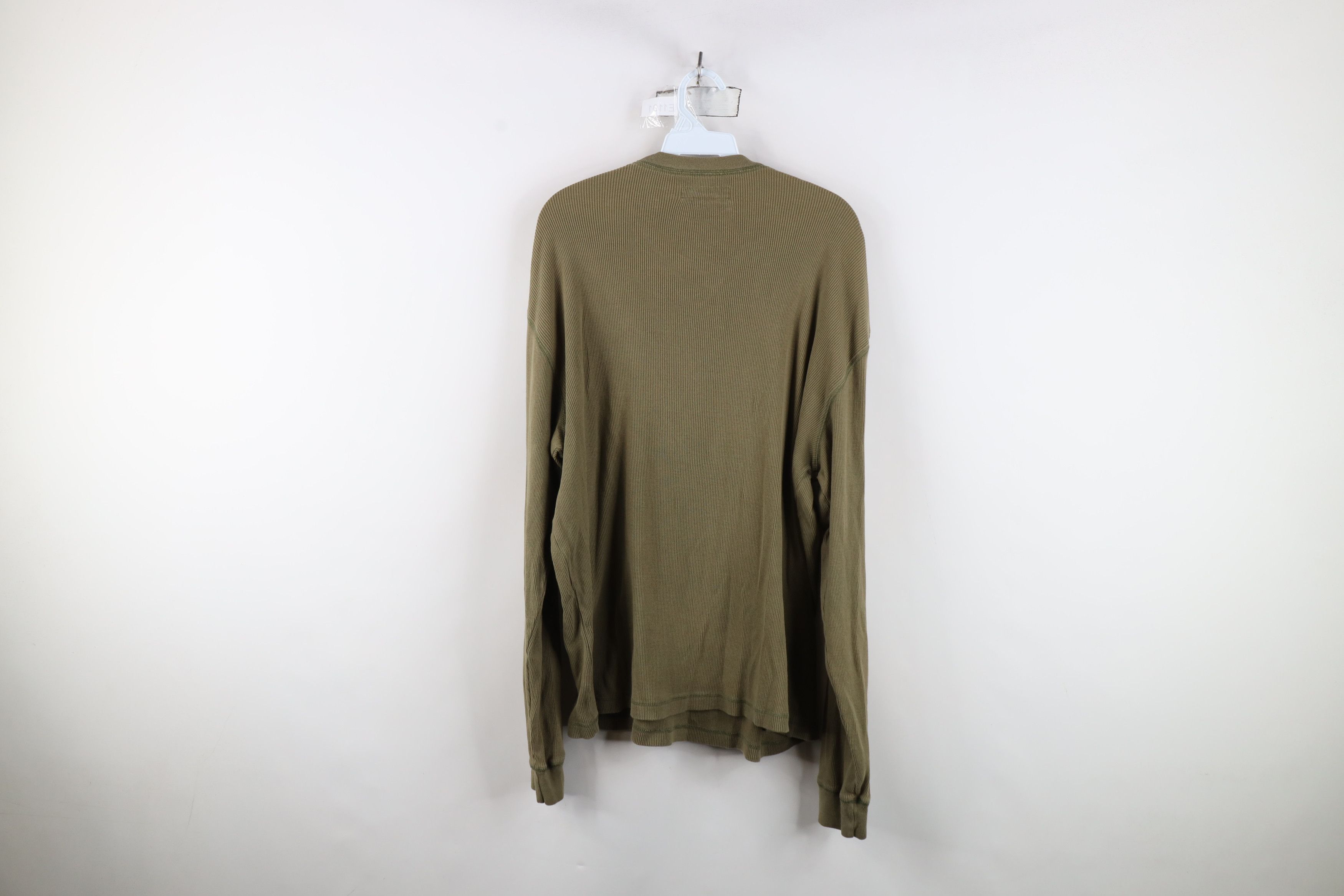 Vintage Vintage 90s Streetwear Ribbed Knit Henley T-Shirt Green Size US L / EU 52-54 / 3 - 10 Thumbnail