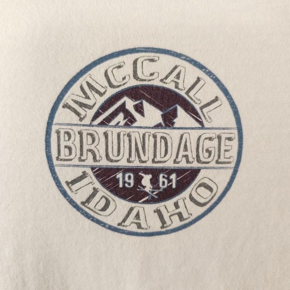 Vintage Ski Brundage T Shirt Mens Large White Destination Tee McCall Idaho Blue 84 Graphic Size US L / EU 52-54 / 3 - 3 Thumbnail