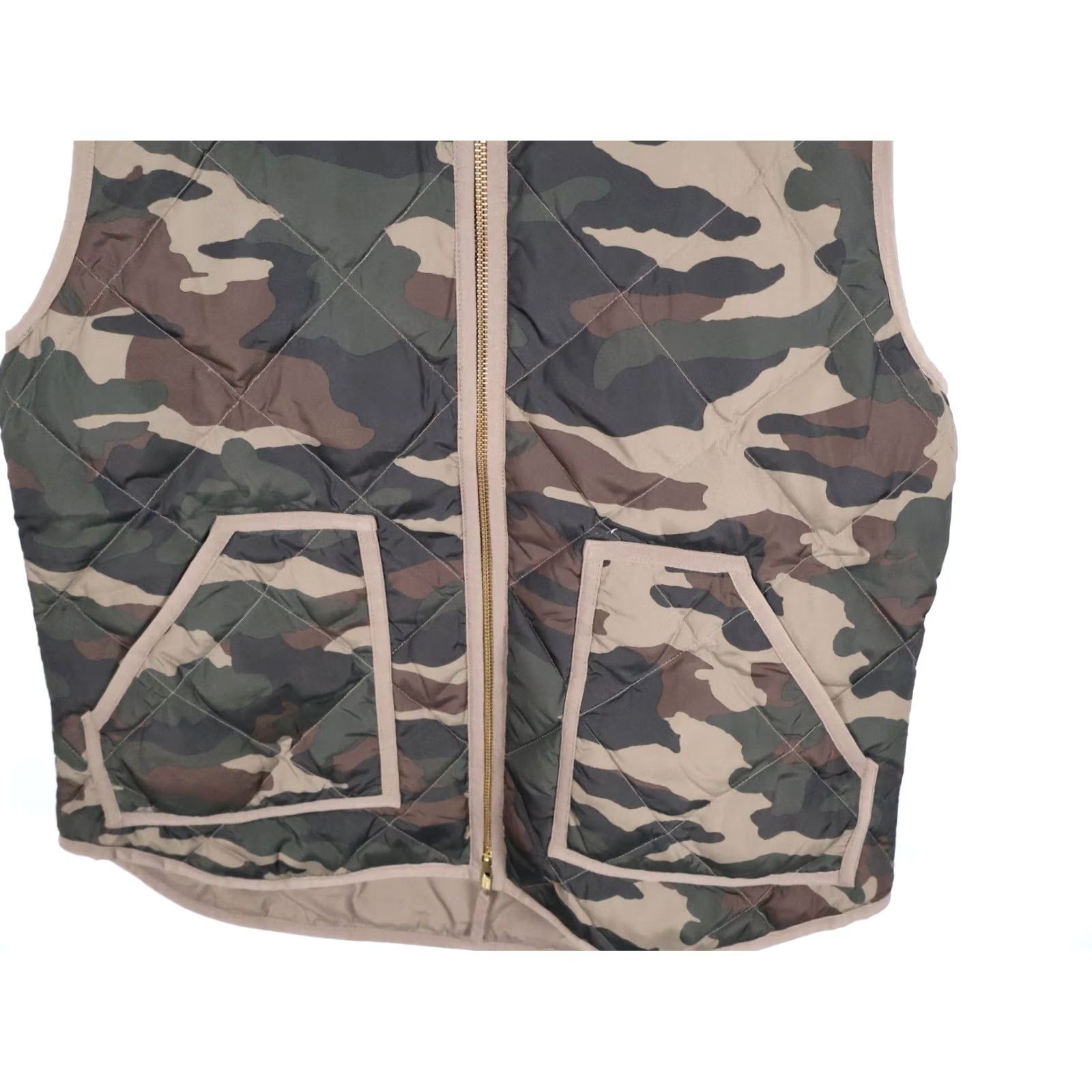 J.Crew J.Crew Vest Women's Medium Green Camouflage Down Puffer Zip Up Quilted Insulated Full Zip Pockets Stand-Up Collar Lightweight Casual Size M / US 6-8 / IT 42-44 - 7 Thumbnail