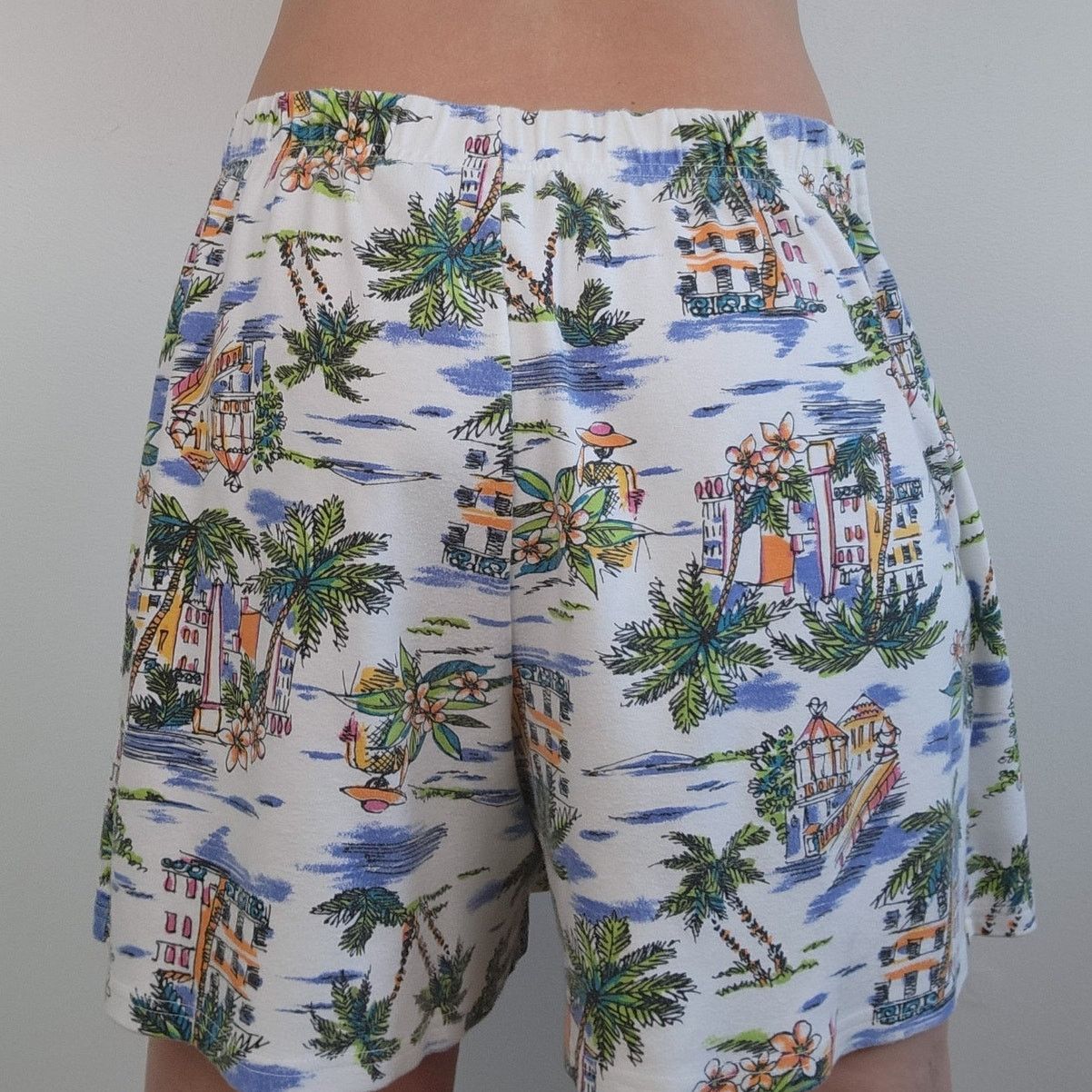 Vintage Beach Vacation Theme Skort White Stag Palm Tree Plus Size XL Size 38" / US 16 / IT 52 - 3 Thumbnail