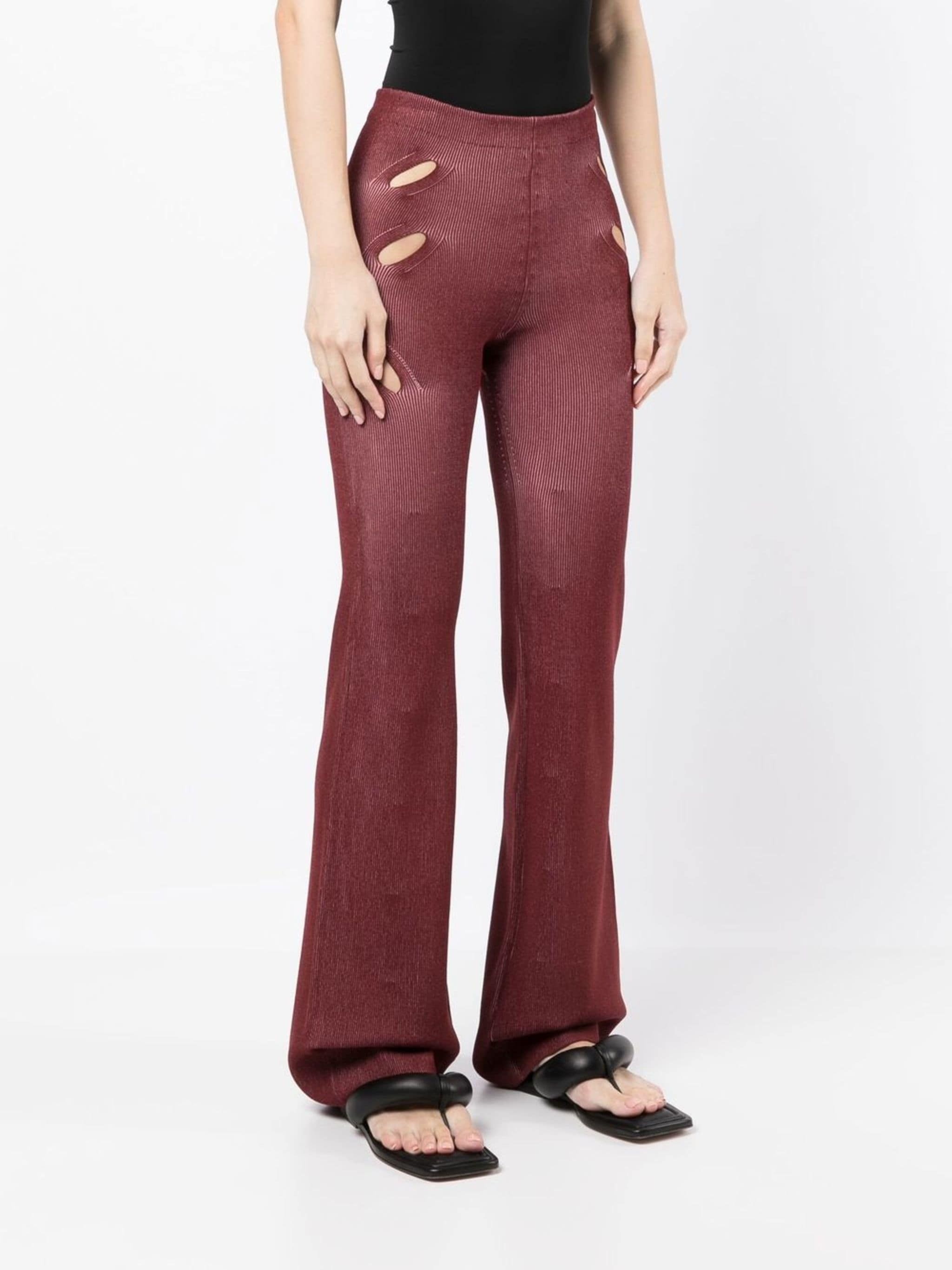 Dion Lee o1mle0524 Interlock Wool Trousers in Burgundy Size 28" / US 6 / IT 42 - 3 Thumbnail