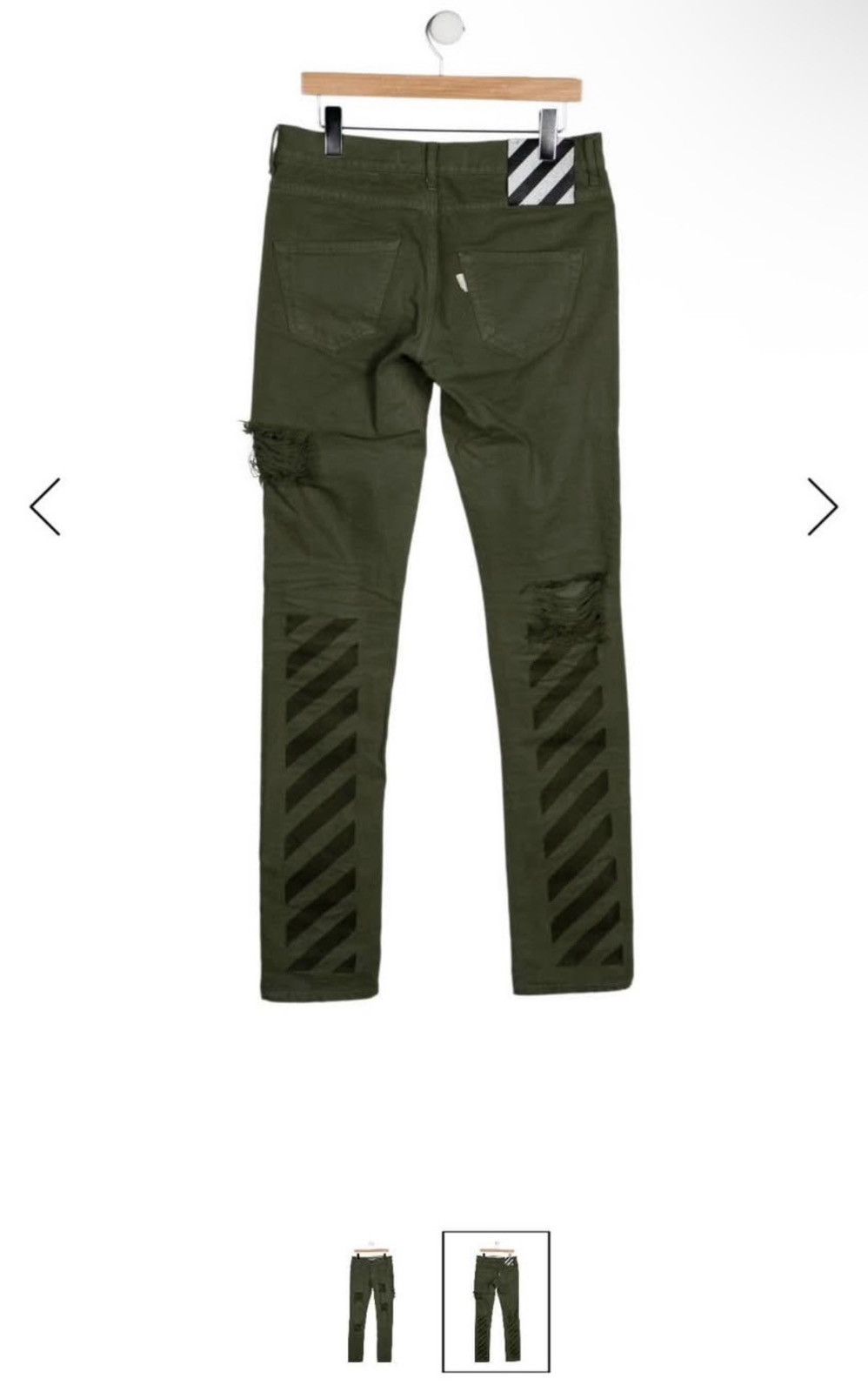 Off-White Off White Green Diagonal Skinny Jeans Size US 30 / EU 46 - 2 Thumbnail