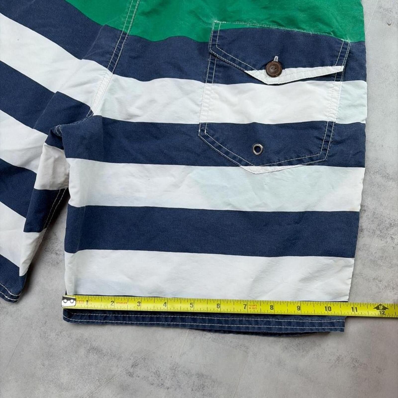 Polo Ralph Lauren Y2K Green Polo Ralph Lauren Striped Sailor Surf Board Shorts Size US 30 / EU 46 - 8 Thumbnail