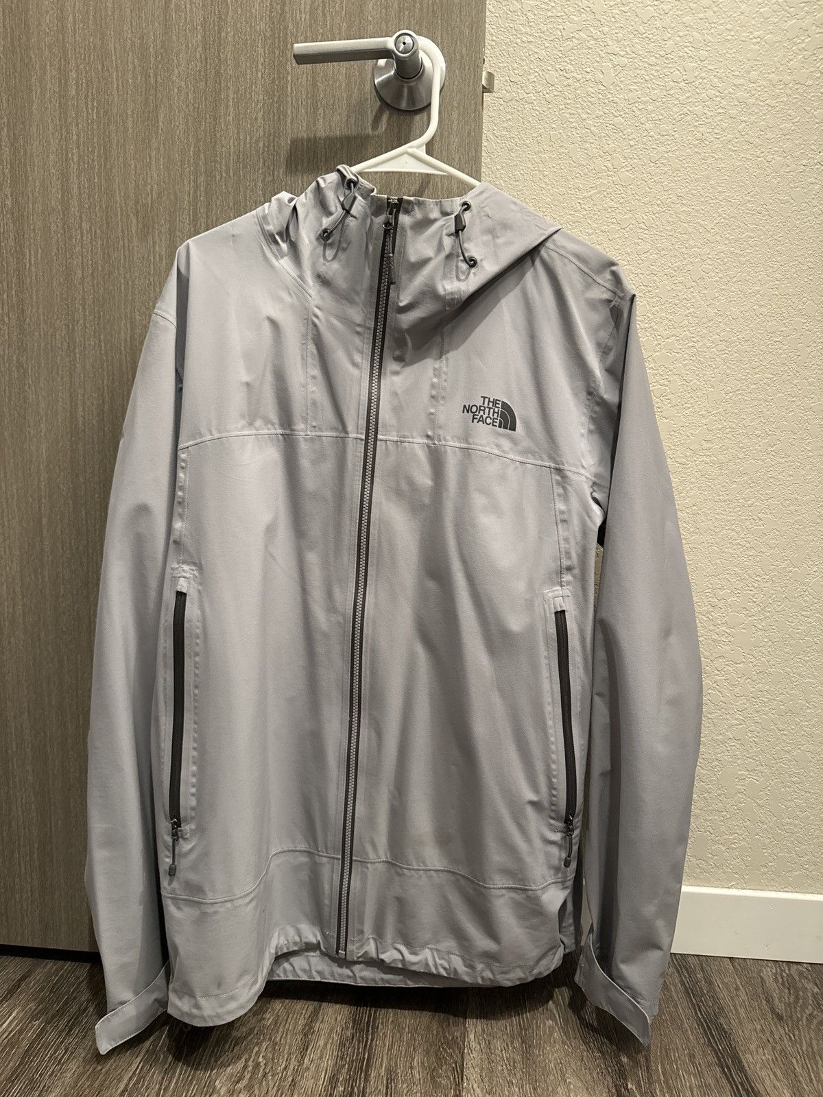 image of The North Face Gray Hooded Windbreaker Jacket (Large) in Grey, Men's