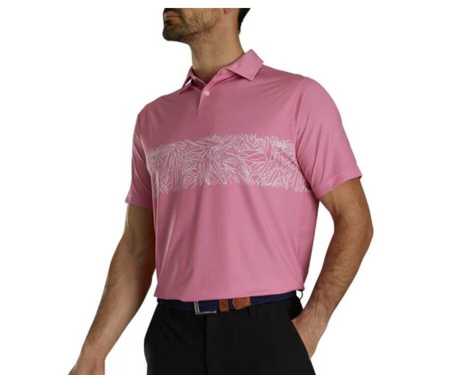 Footjoy FootJoy Tropical Chestband Lisle Self Golf Polo Shirt Rose L Size US L / EU 52-54 / 3 - 1 Thumbnail