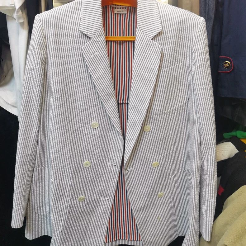 Thom Browne Thom Browne TB Striped Double-Breasted Blazer - dmc Size US M / EU 48-50 / 2 - 1 Thumbnail