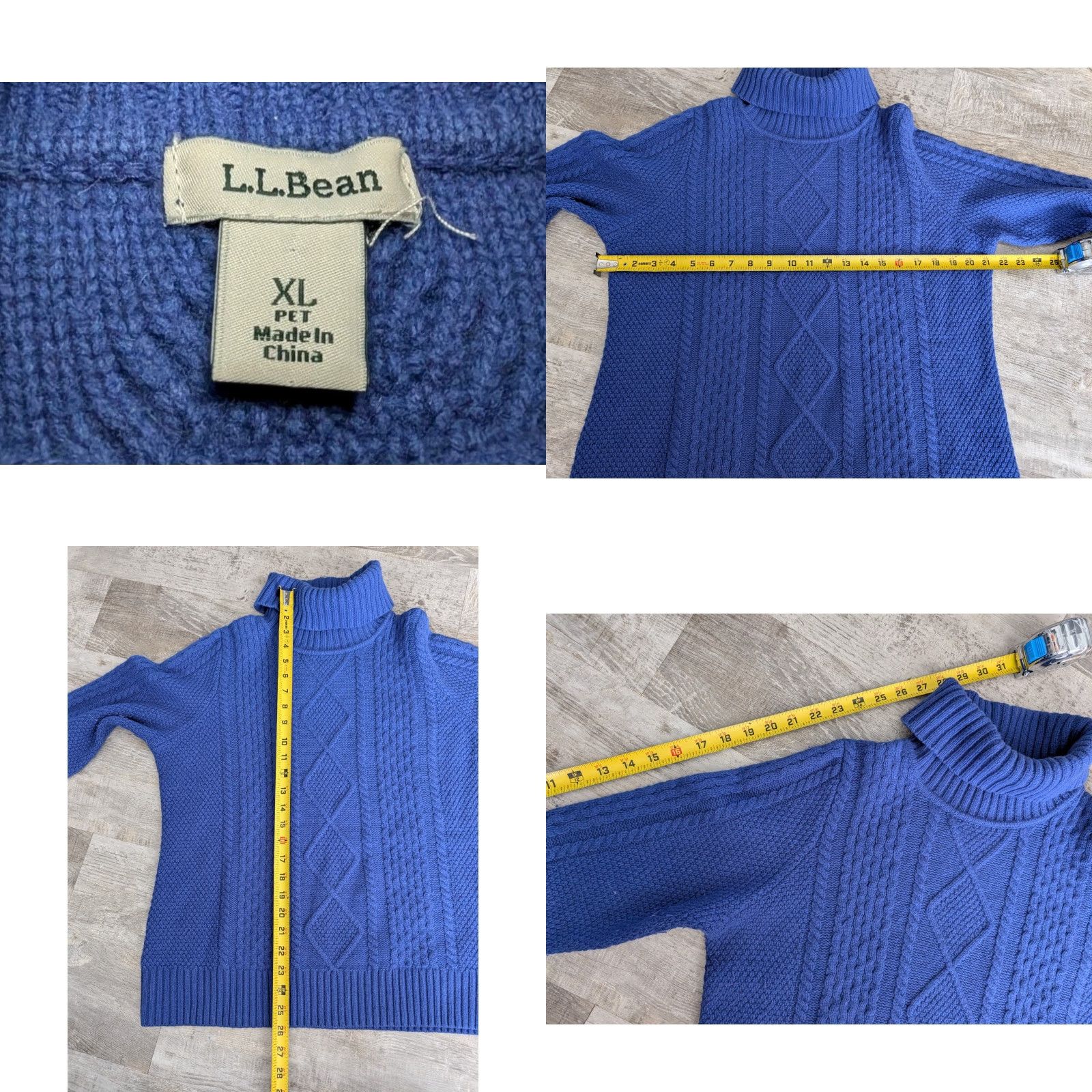 Vintage L.L. Bean Womens Cable Knit Merino Wool Turtleneck Pullover Sweater XL Petite Blueish Purple Size XL / US 12-14 / IT 48-50 - 8 Thumbnail