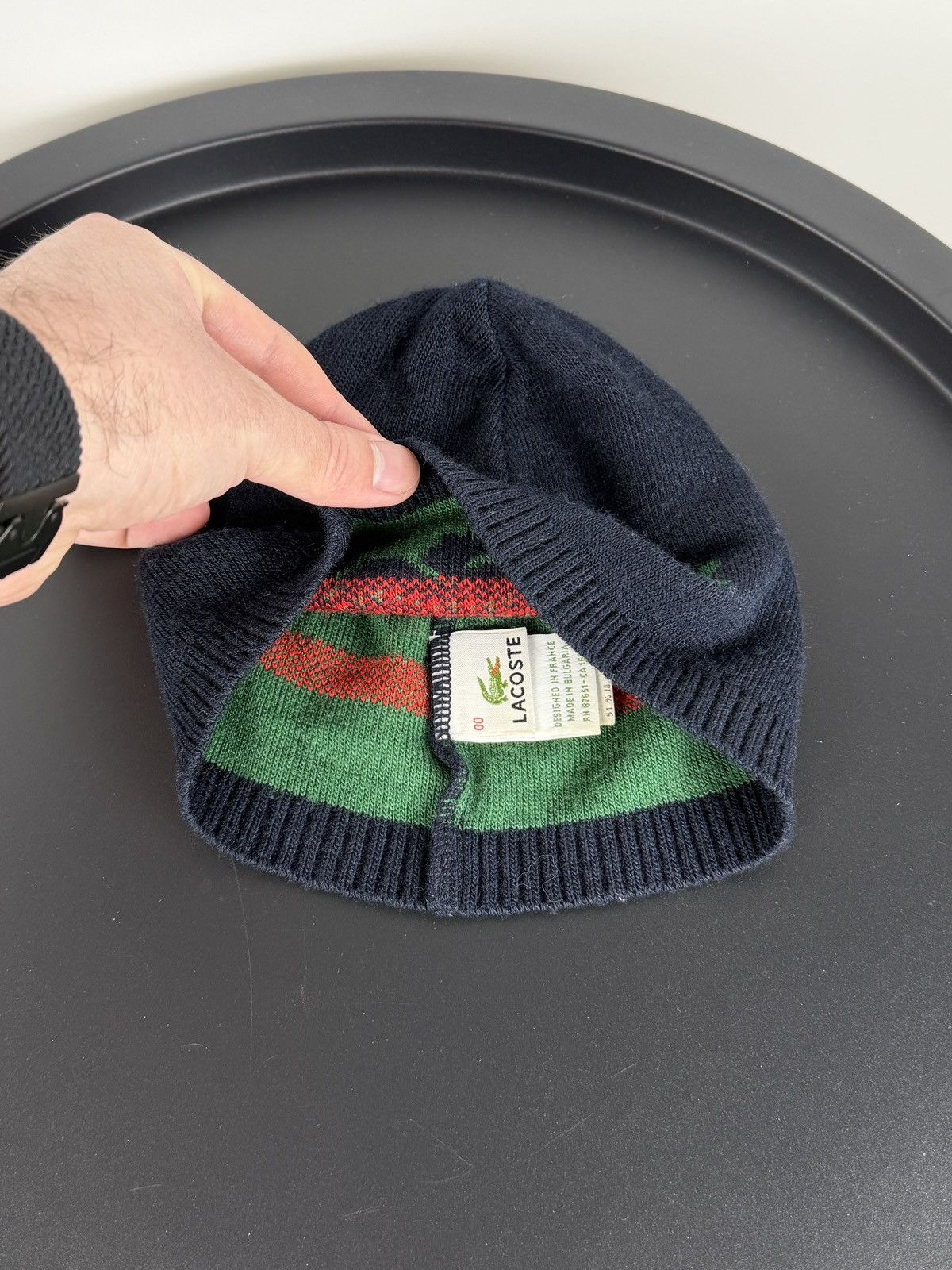 Lacoste Lacoste Wool Beanie Hat Navy Blue Big Crocodile Logo Vintage Size 26 - 4 Thumbnail
