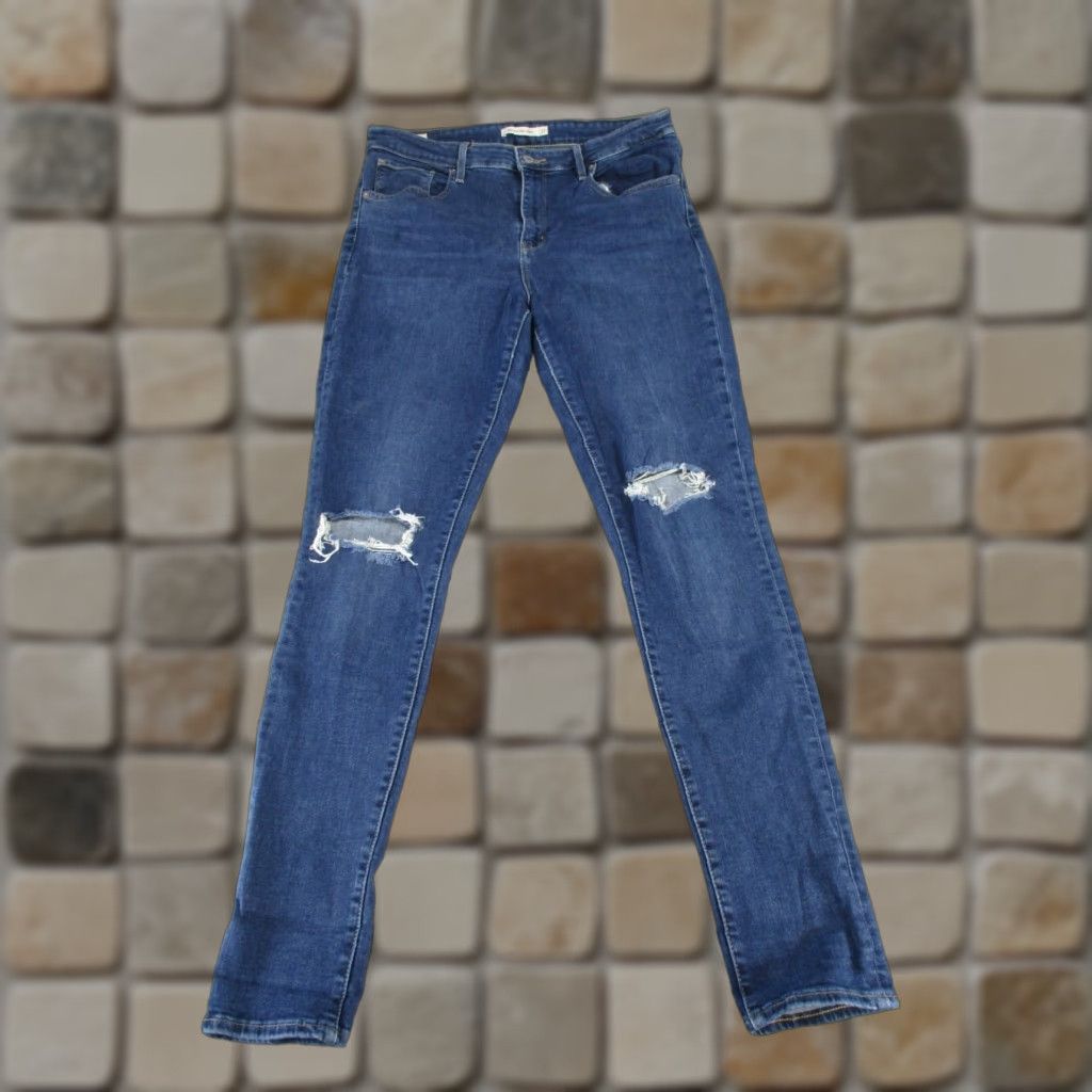 Levi's VINTAGE Levis 721 Jeans Womens 31 High Rise Skinny Dark Wash Denim Ripped Blues Size 24" / US 00 / IT 34 - 1 Thumbnail