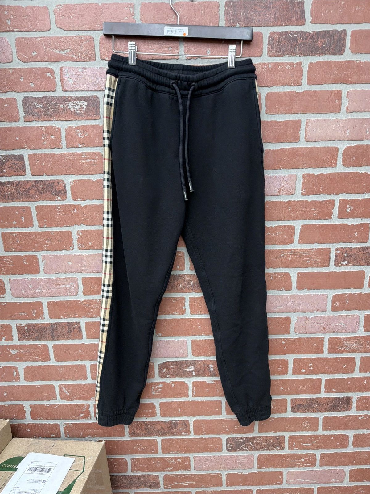 Burberry Burberry Vintage Check Panel Cotton Sweatpants black sz XS Size US 27 - 1 Thumbnail