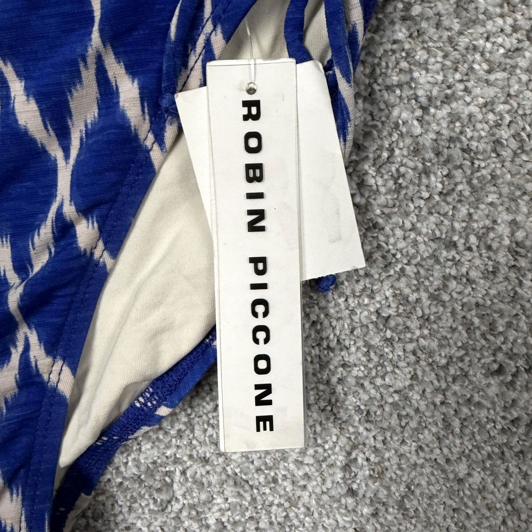 Vintage Robin Piccone Bikini Bottom L Blue Ikat Side Tie Coastal Resort Swimwear Chic Women Size 36" / US 14 / IT 50 - 2 Thumbnail