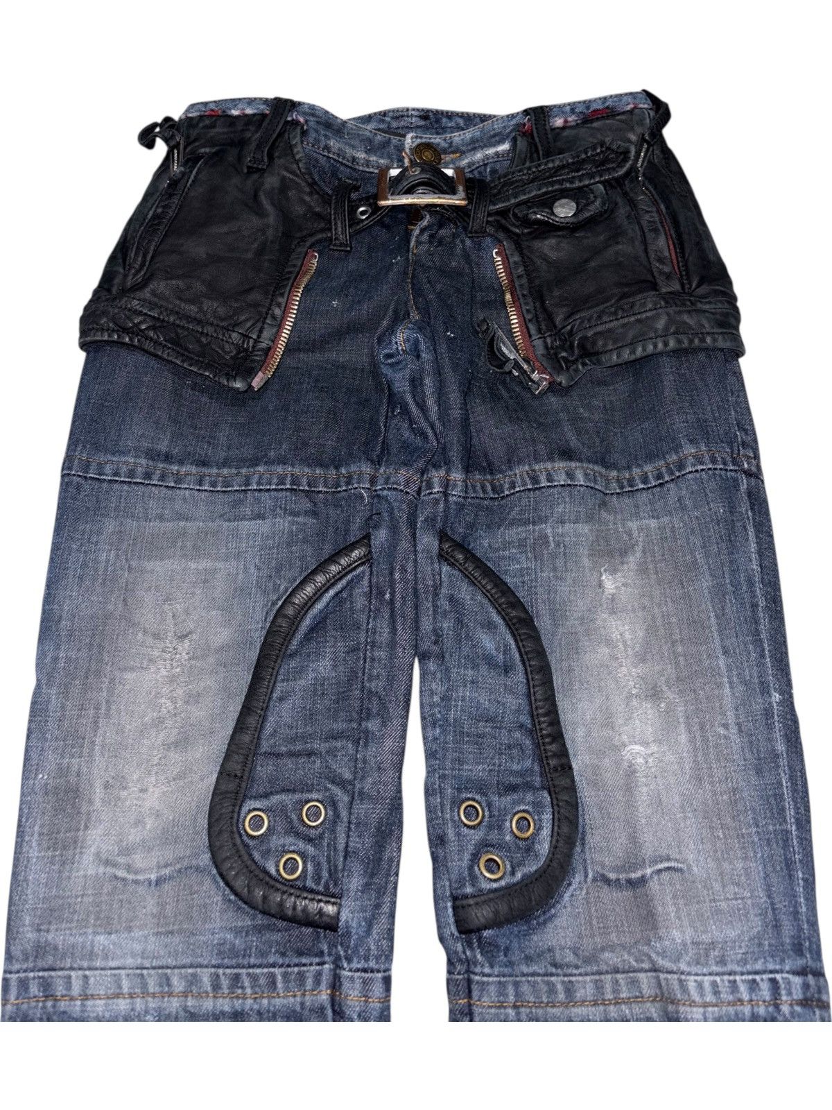 Dsquared2 Dsquared2 Leather Denim Jeans tactical bondage skirt buckle Size 28" / US 6 / IT 42 - 3 Thumbnail