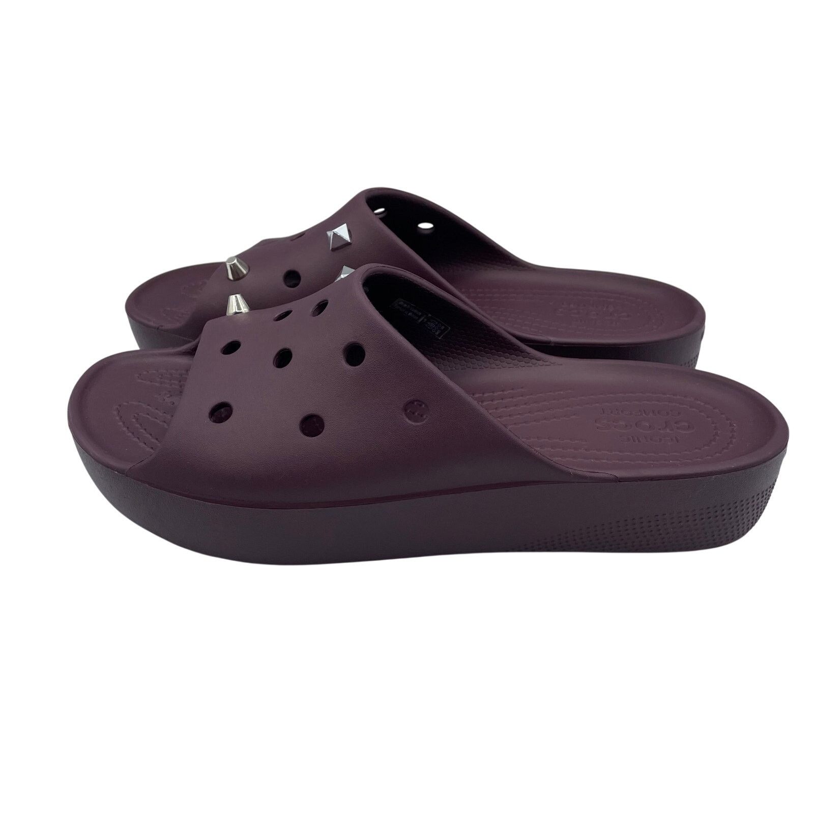 Crocs Crocs Classic Platform Slides Sandals Dark Red Womens 9 Size US 9 / IT 39 - 2 Thumbnail