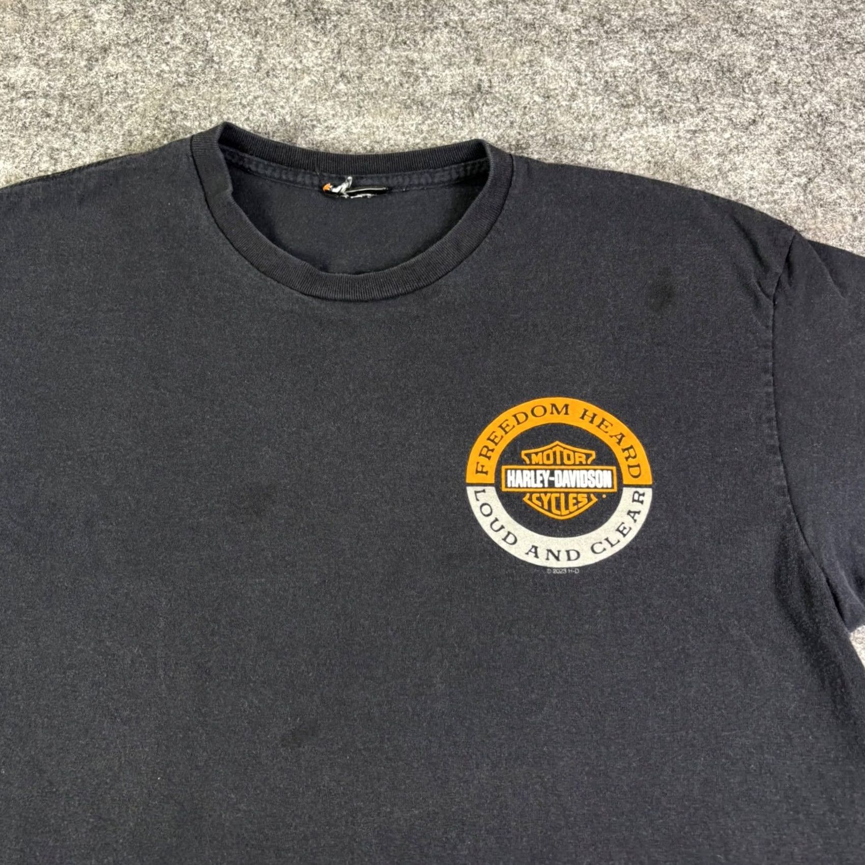 Harley Davidson VINTAGE Harley-Davidson Iron Valley T-Shirt Mens Black Short Sleeve XL 2023 USA Logo Graphic Print Cowboy Western Transportation Size US XL / EU 56 / 4 - 6 Thumbnail