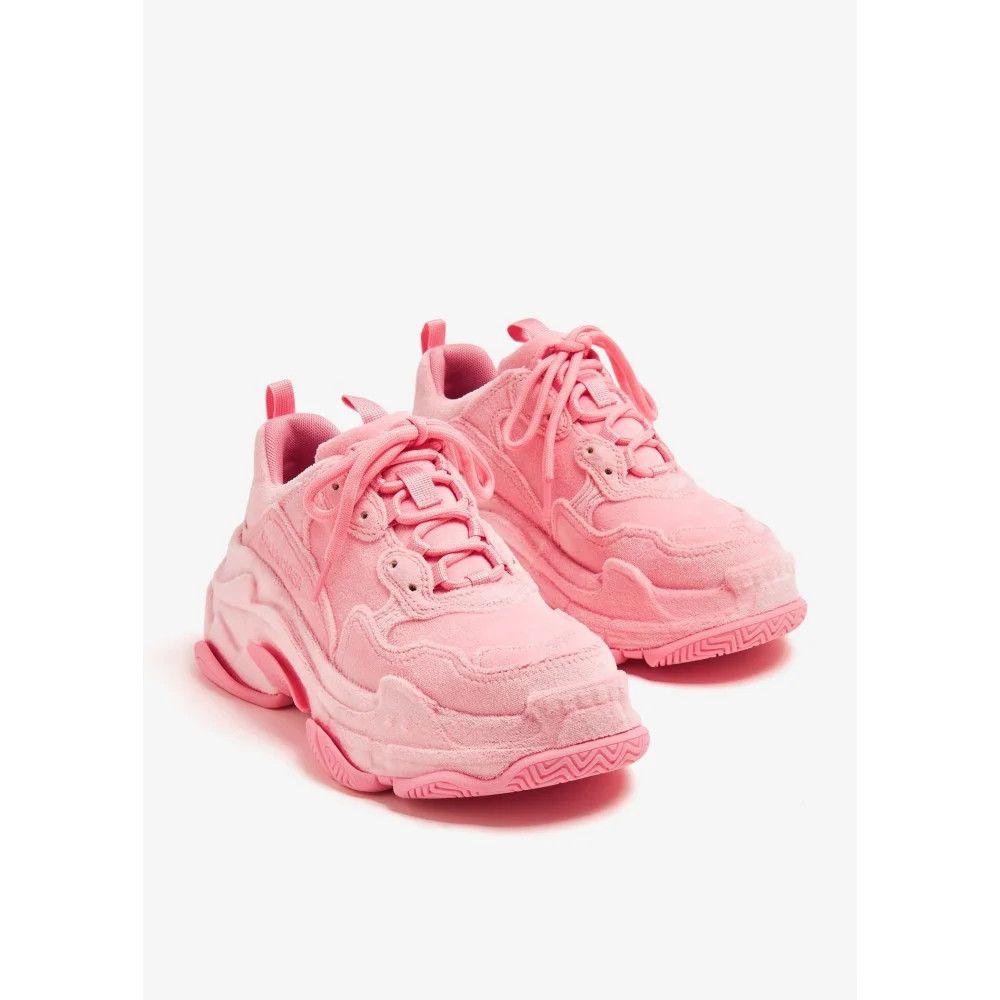Balenciaga o1tr1nto0725 Triple S Sneakers Velvet in Pink Size US 9 / IT 39 - 4 Thumbnail