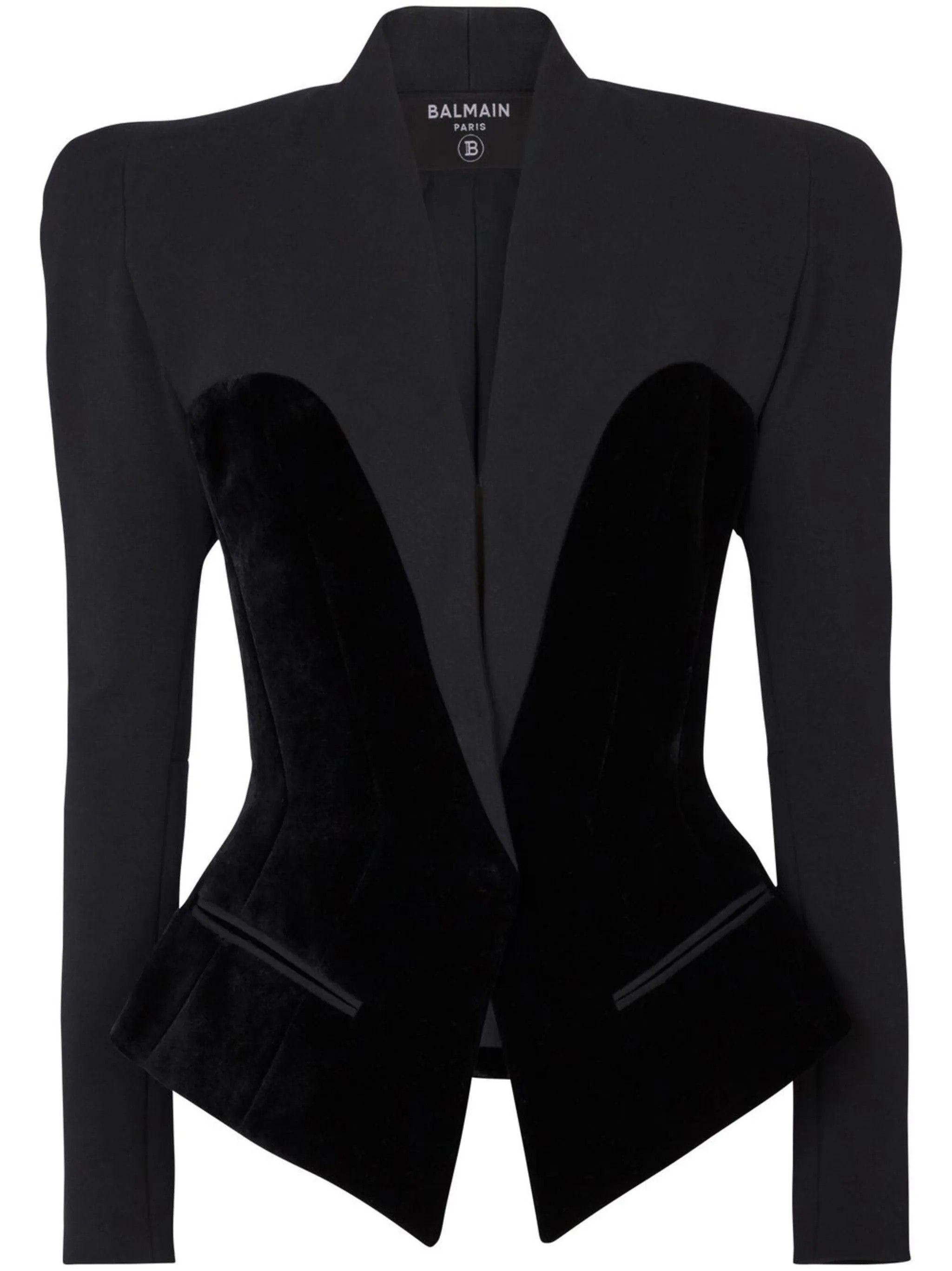 o1s1rm0624 Two-Pocket Fitted Blazer in Black