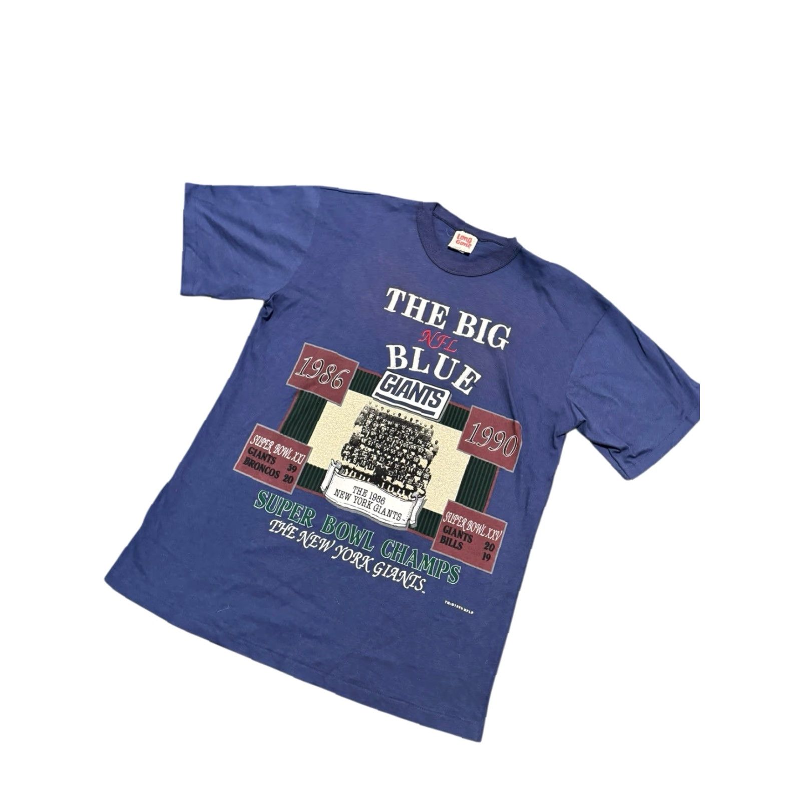 Vintage VINTAGE 90's Long Gone New York Giants Super Bowl Champs Blue T Shirt L USA Made Size US L / EU 52-54 / 3 - 4 Thumbnail