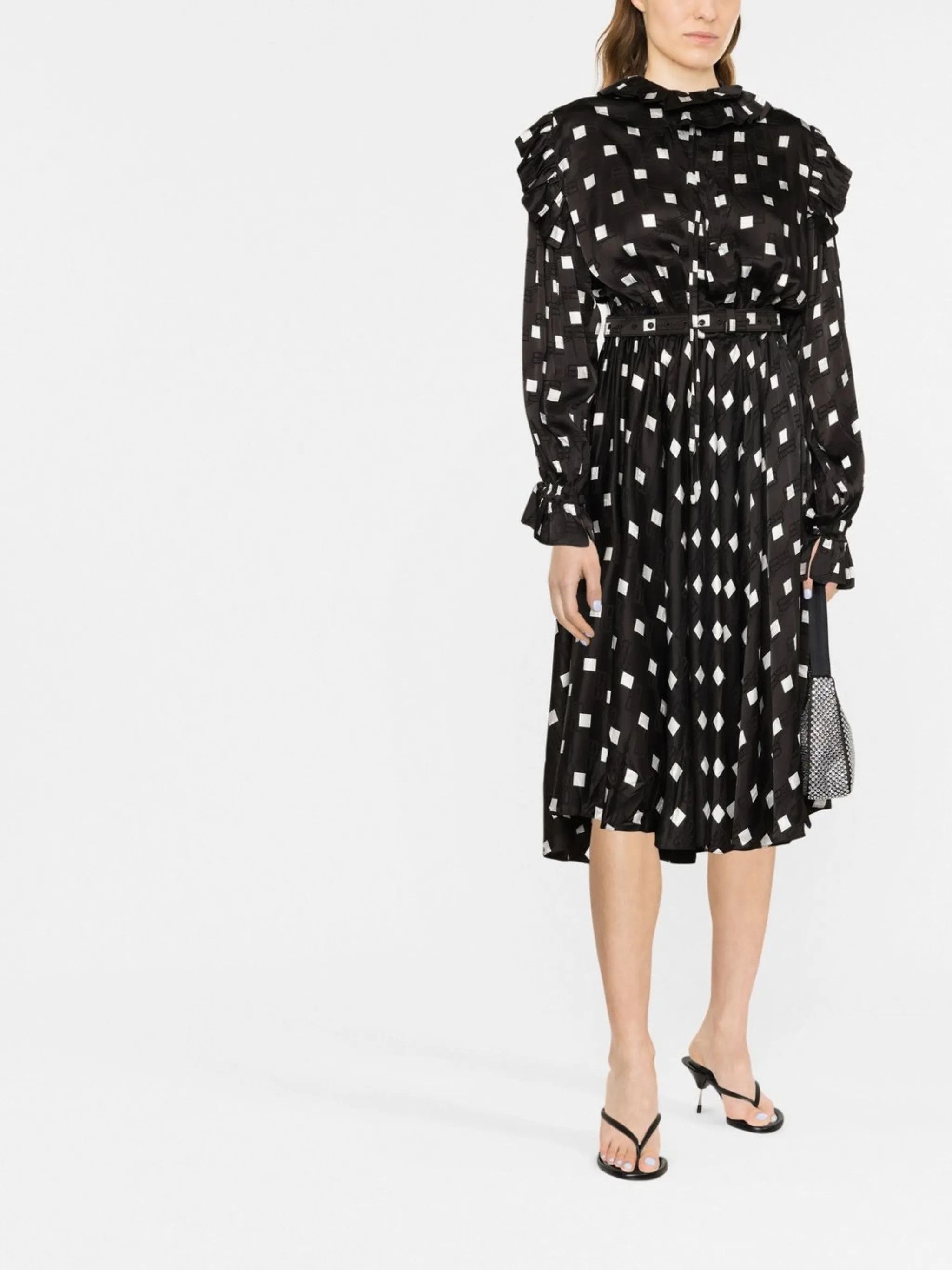 Balenciaga o1y0625 Midi Dress in Black/White Size M / US 6-8 / IT 42-44 - 2 Thumbnail