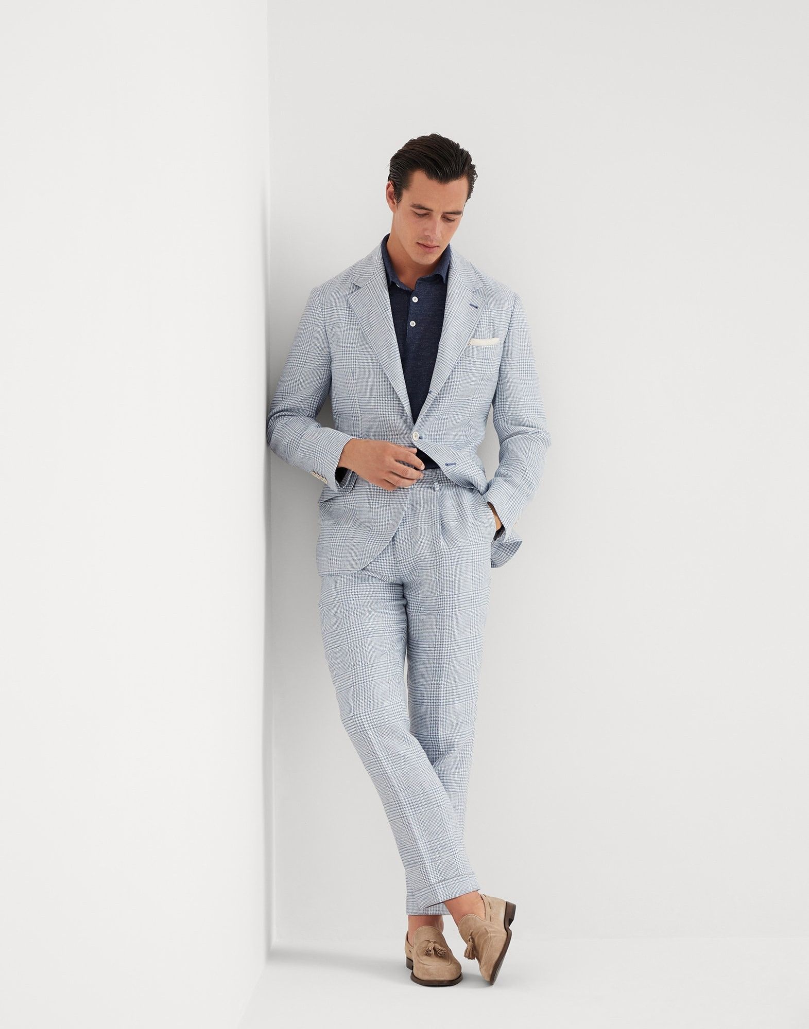 Brunello Cucinelli Jacket Linen in Light Blue Size US L / EU 52-54 / 3 - 2 Thumbnail