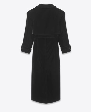 Saint Laurent Paris o1bcso1str0924 Trench Coat in Velvet in Black Size US XS / EU 42 / 0 - 2 Thumbnail