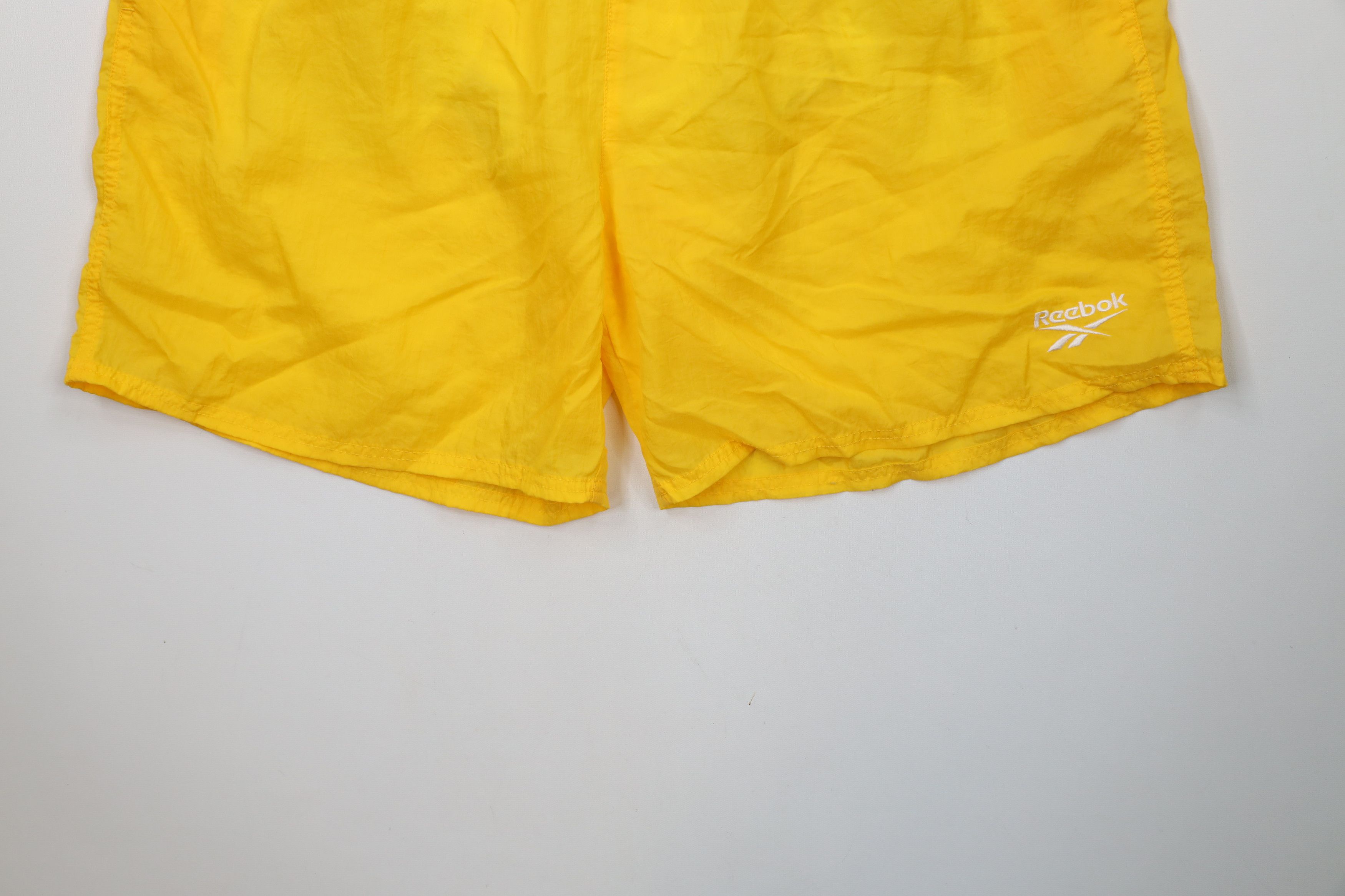 Reebok × Vintage Vintage 90s Reebok Lined Above Knee Shorts Yellow Nylon Size US 36 / EU 52 - 4 Thumbnail