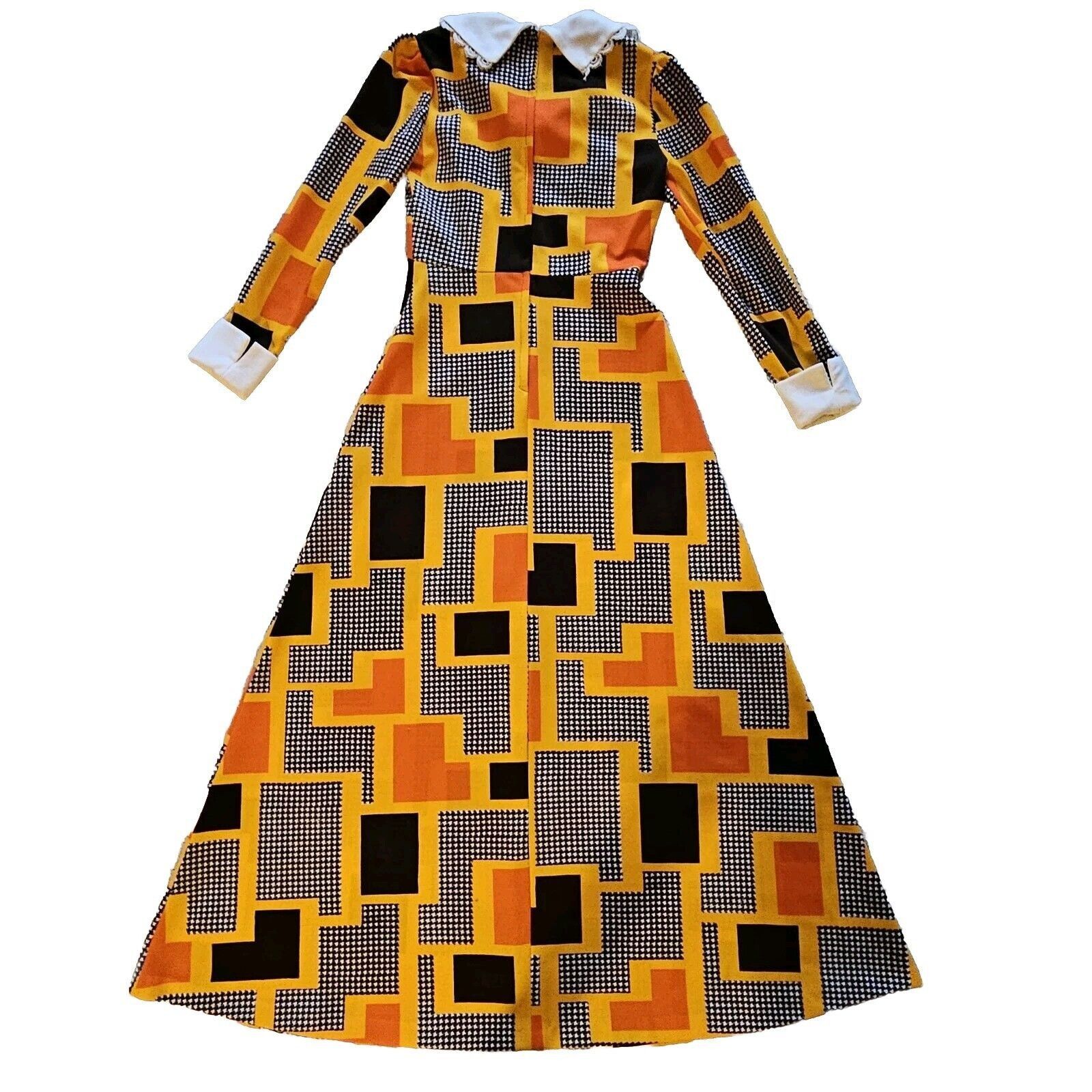 Vintage Vintage Psychedelic Dress Womens 12 Flashy Orange Yellow Geo Size S / US 4 / IT 40 - 11 Thumbnail