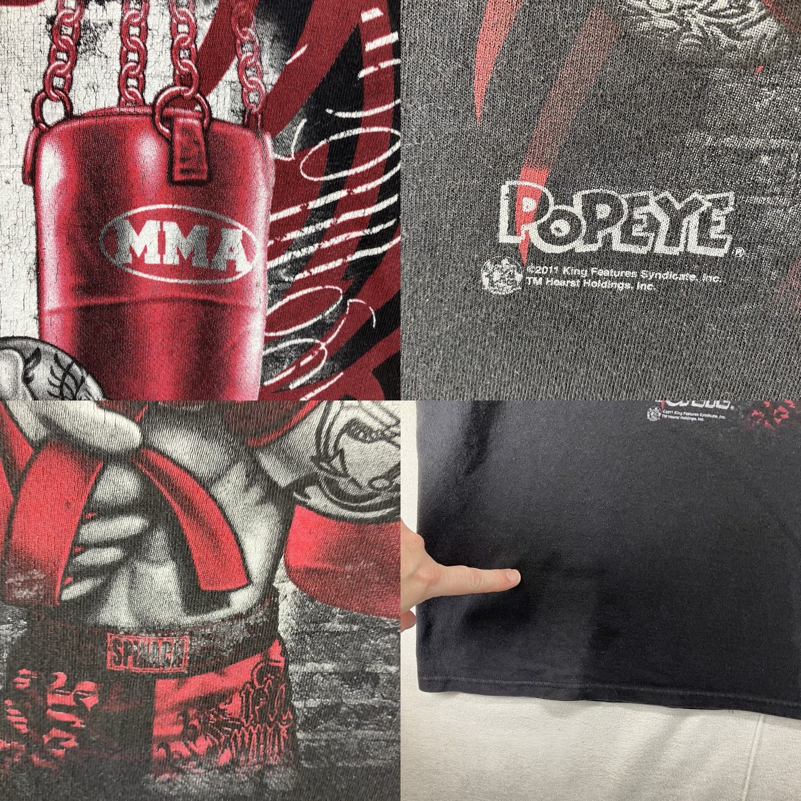 Delta Popeye T Shirt Mens 3XL Faded Black y2k MMA Theme Armed Loaded 2011 Size US XXL / EU 58 / 5 - 8 Thumbnail