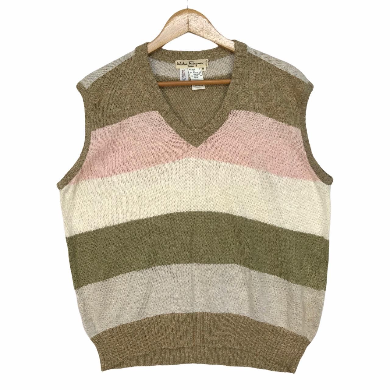 Salvatore Ferragamo Vintage SALVATORE FERRAGAMO FIRENZE Striped Sleeveless Size US M / EU 48-50 / 2 - 1 Thumbnail
