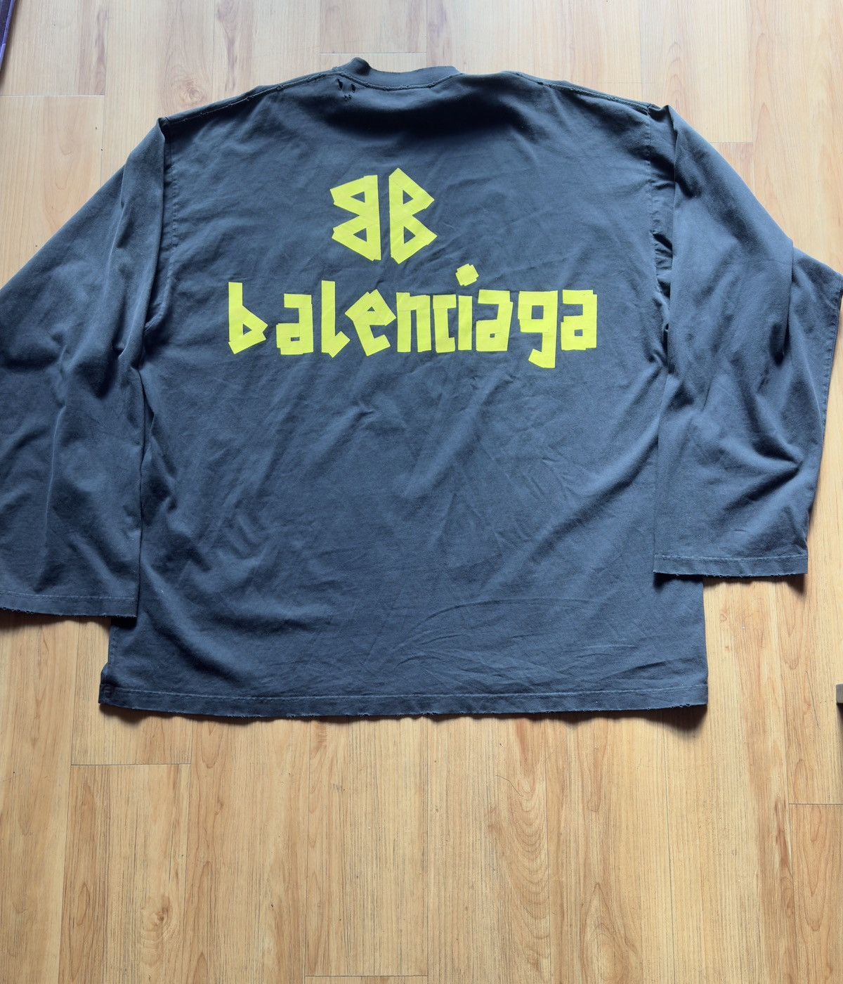 Balenciaga Brand New Balenciaga LS Tape navy blue t-shirt (5 