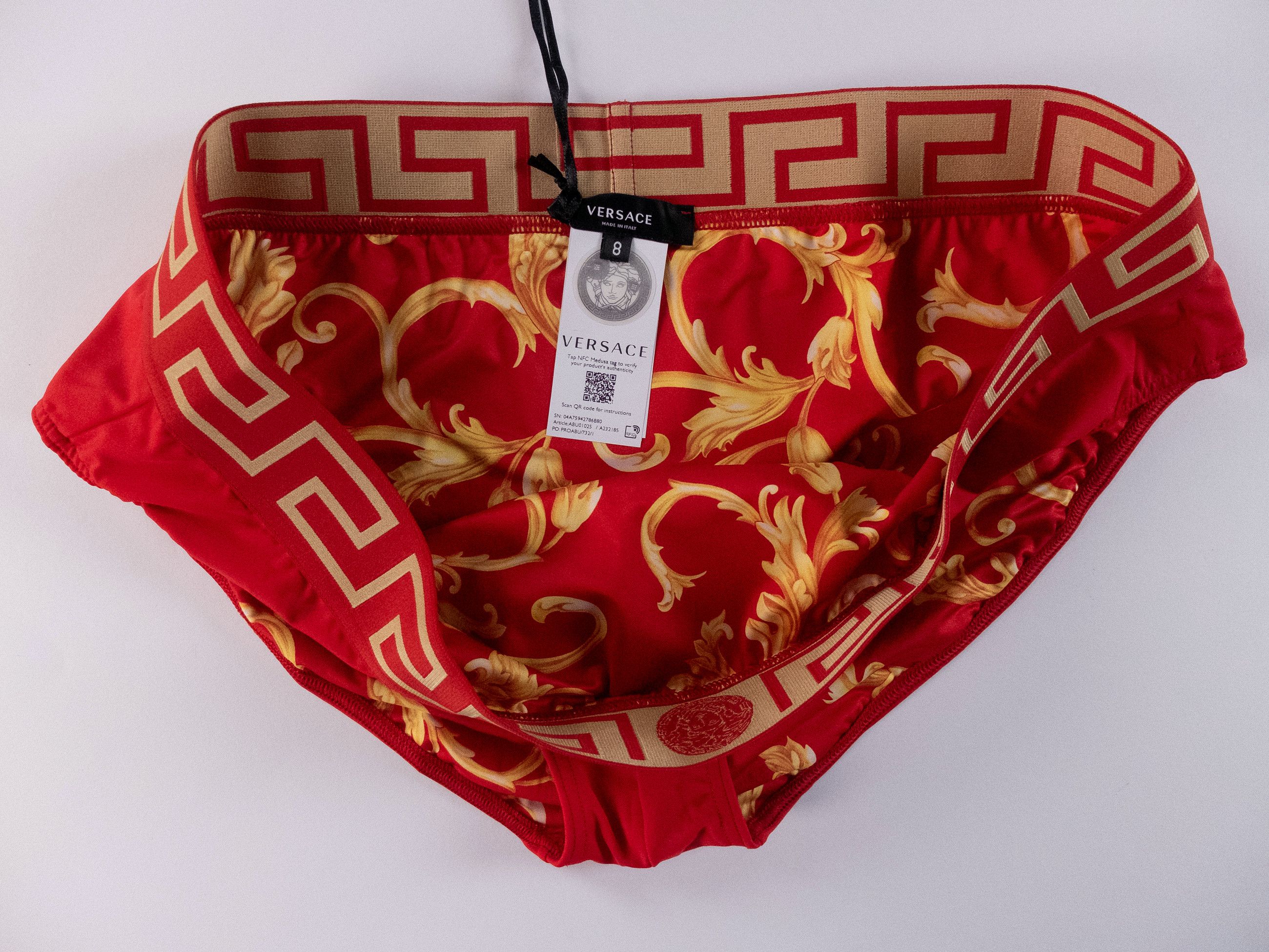 Versace VERSACE red swim briefs w barocco print inside 8 3XL Size US 40 / EU 56 - 5 Thumbnail