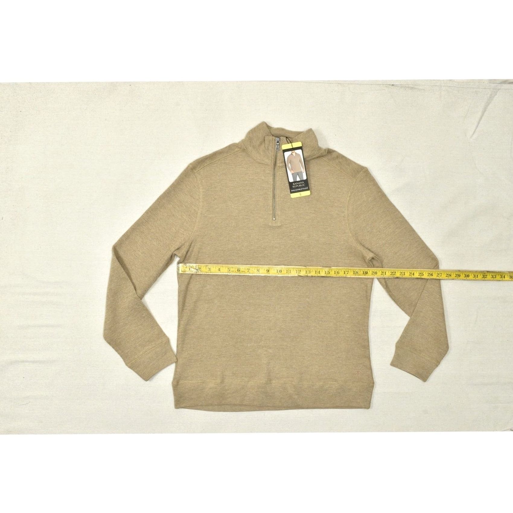 Banana Republic Banana Republic Sweater Quarter-Zip Waffle Knit Pullover Tan S Mens NWT Size US S / EU 44-46 / 1 - 6 Thumbnail
