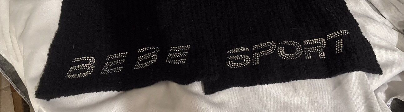 Bebe Bebe Sport Black Knit Hat And Scarf W/Rhinestones Size ONE SIZE - 6 Thumbnail
