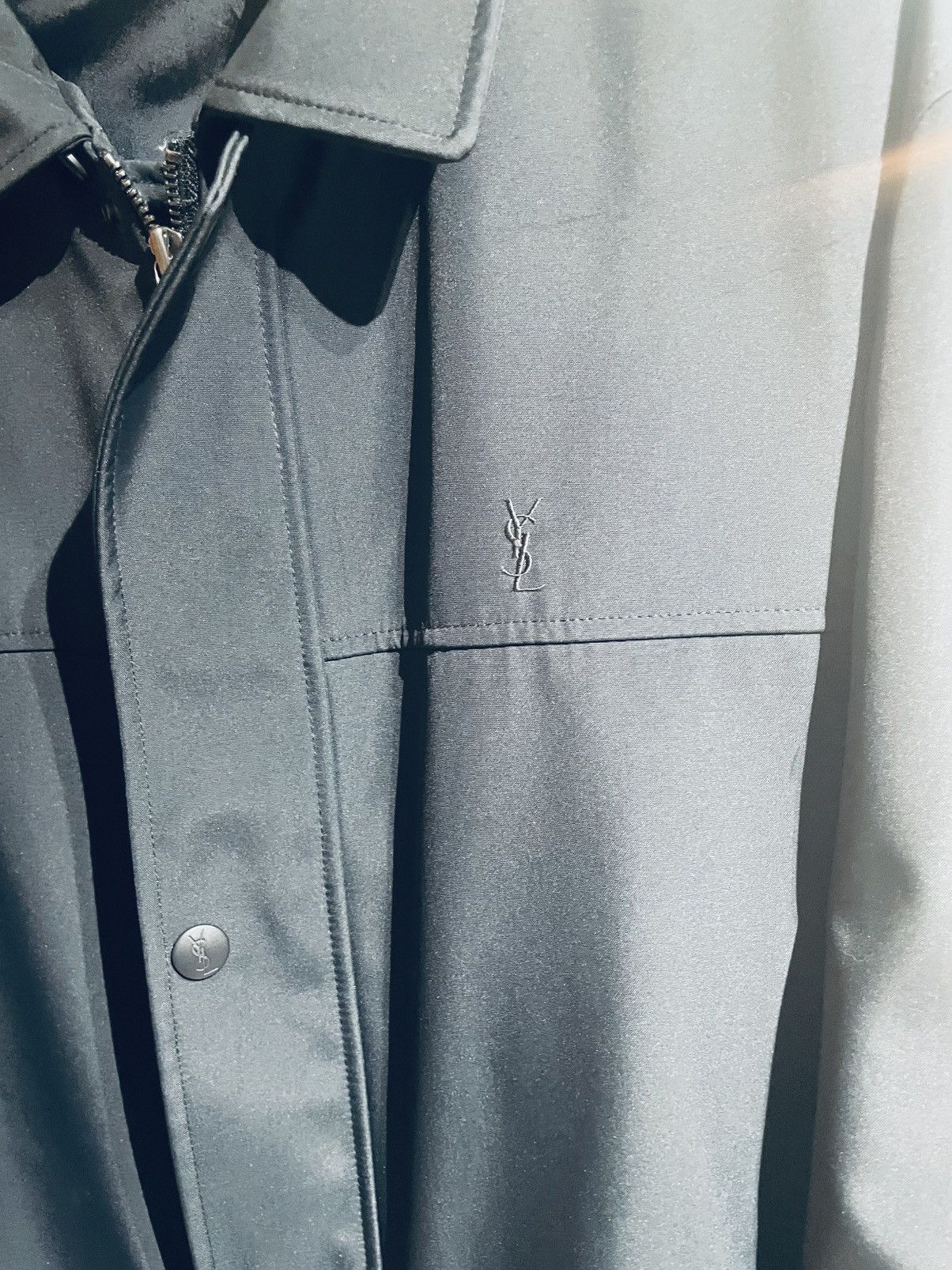 Yves Saint Laurent Men’s Noir Polyester Double Zip/Button Up Jacket Size US L / EU 52-54 / 3 - 3 Thumbnail