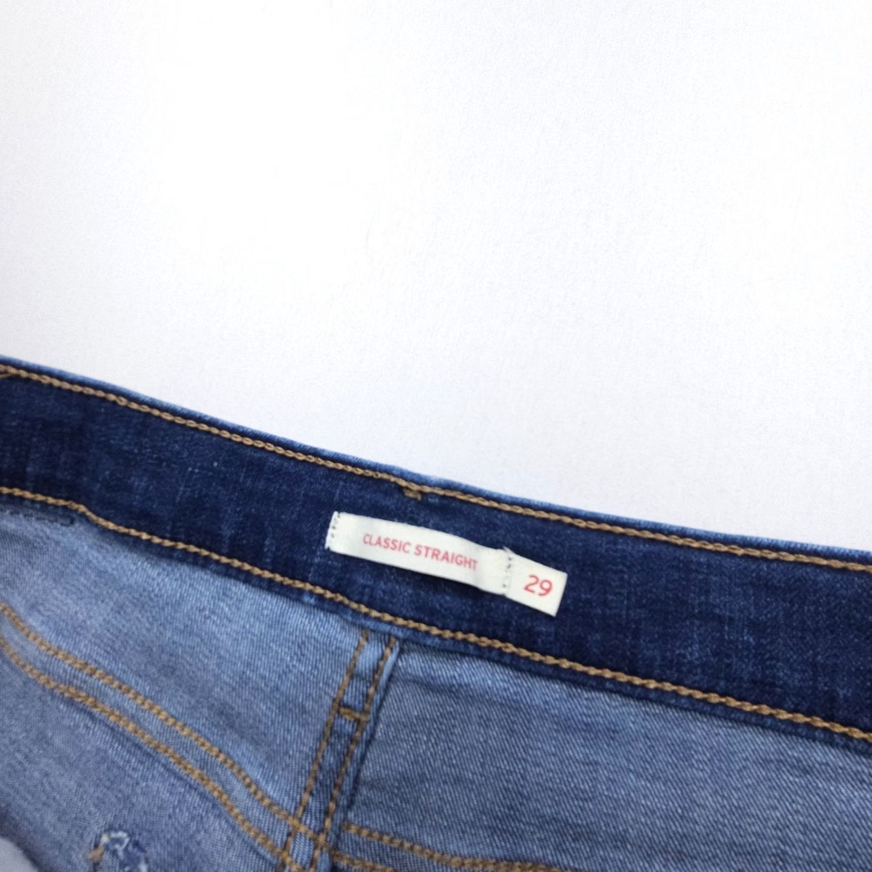 Levi's Levi's Classic Straight Jeans Womens 29 x 27 Dark Wash Blue Mid Rise Stretch Size 29" - 3 Thumbnail