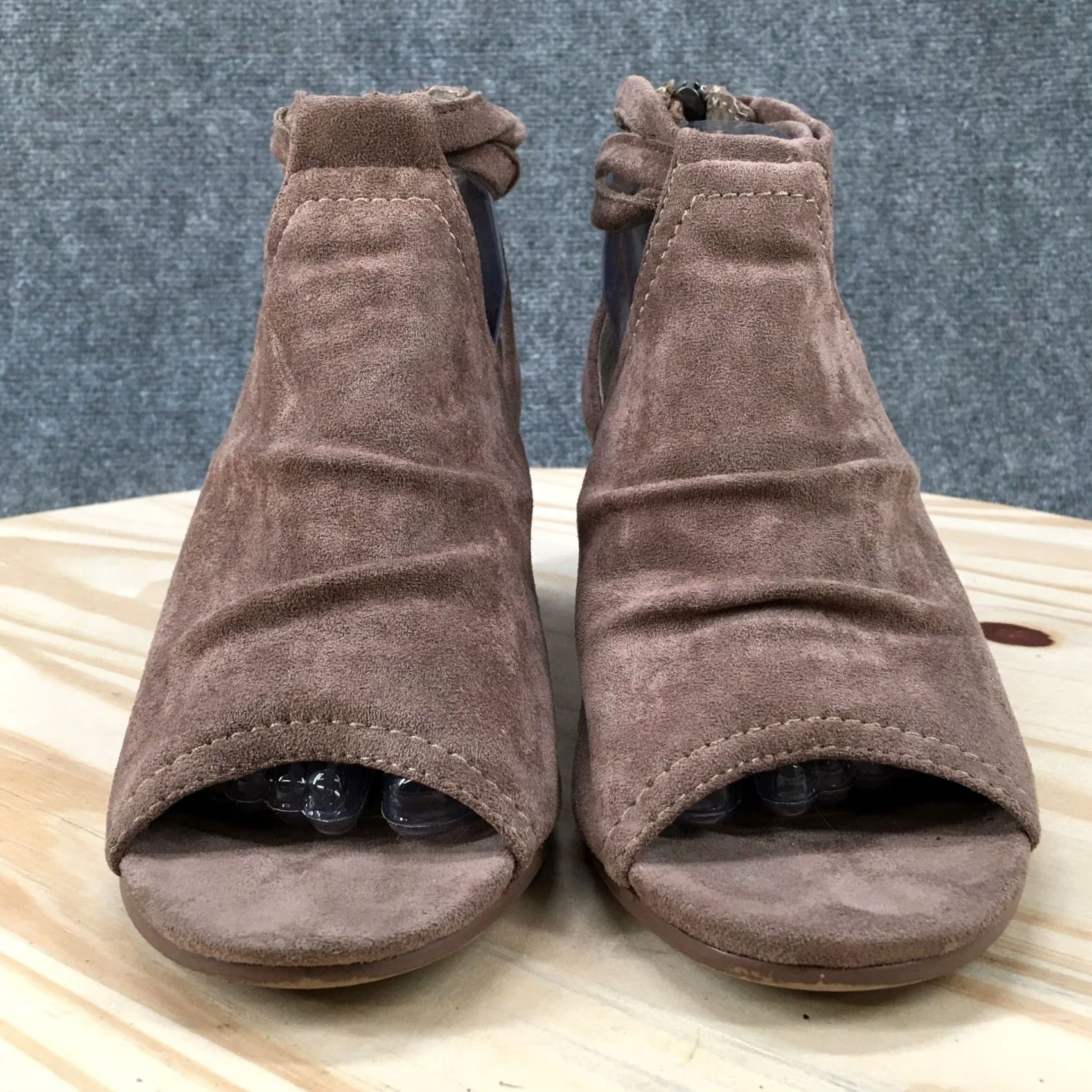 Vintage Very G Boots Womens 9 Sylvanna Casual Back Zip Block Heels Open Toe Bootie Brown Size US 9 / IT 39 - 3 Thumbnail