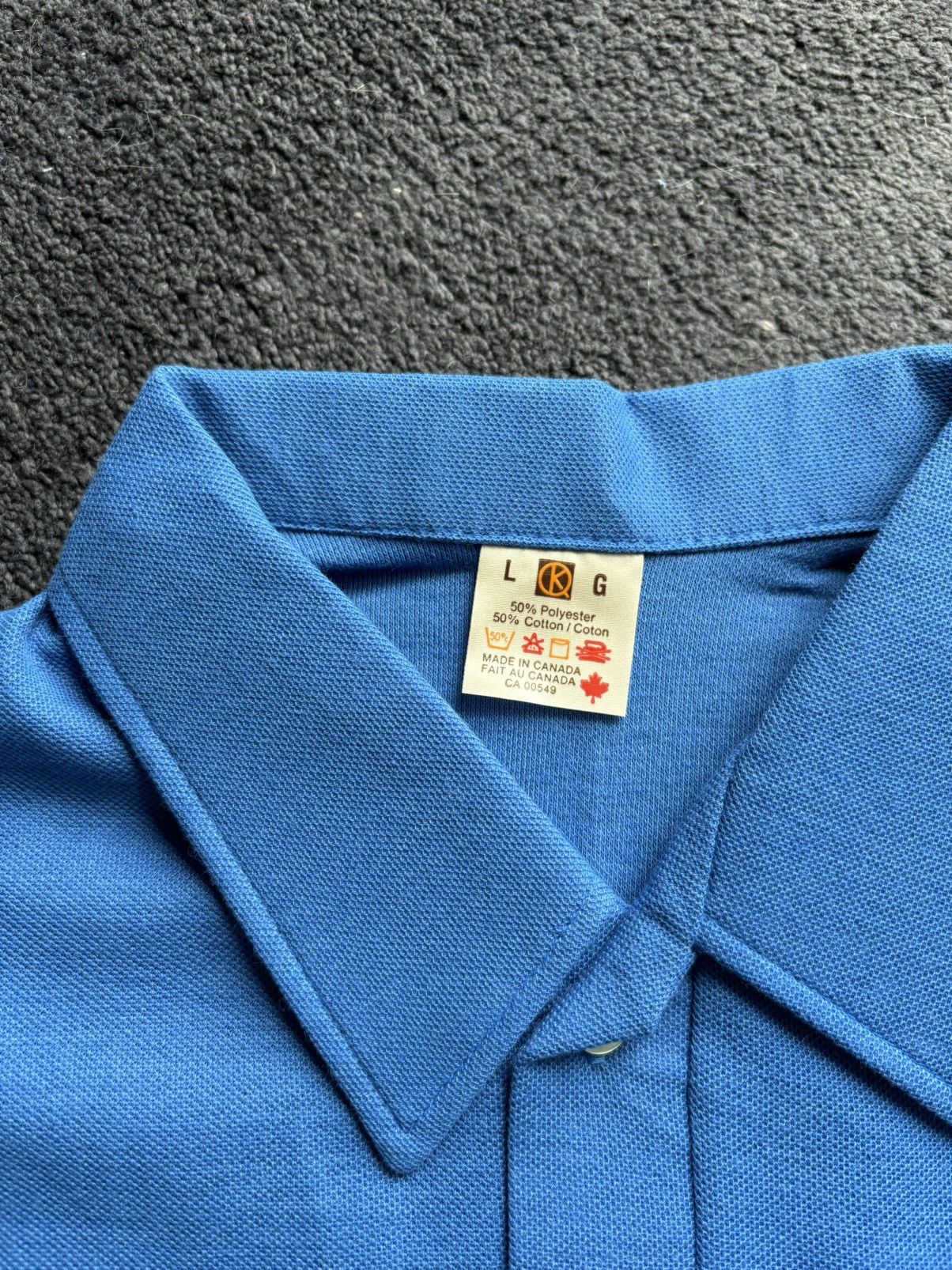 Vintage 1980s Vintage Polo Shirt 80s 90s Deadstock Blank Tee Blue Size US L / EU 52-54 / 3 - 3 Thumbnail