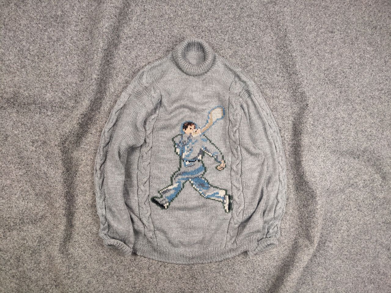 Japanese Brand Vintage 90's handmade Knit Sweater with big tennis player Size US S / EU 44-46 / 1 - 1 Thumbnail