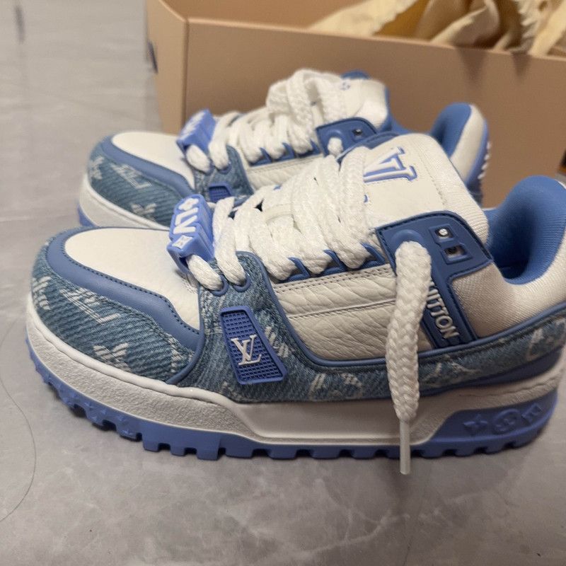 Louis Vuitton Louis Vuitton Trainer Maxi Blue and White Sneakers 0079 Size US 7.5 / EU 40-41 - 1 Thumbnail