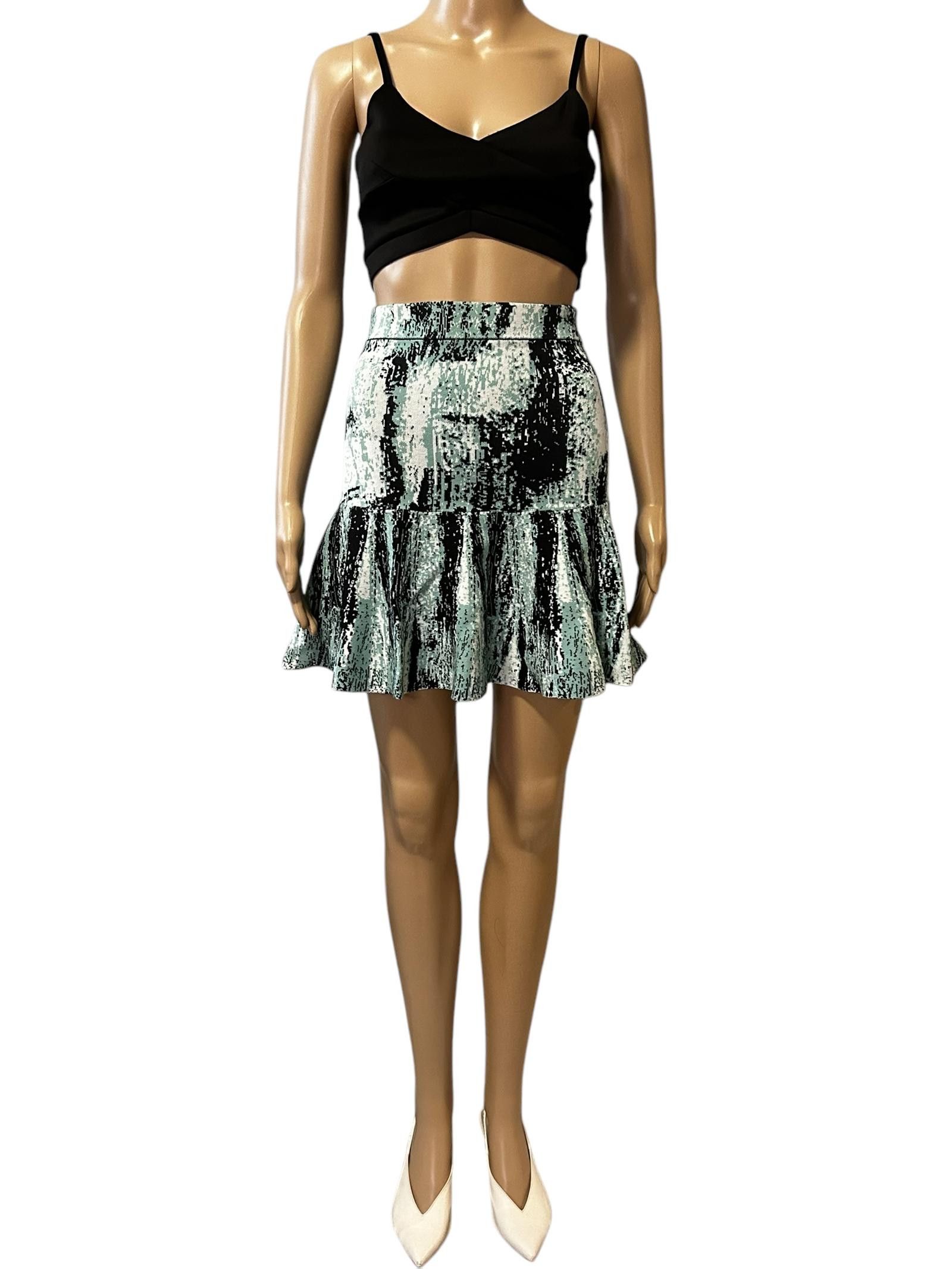 Bcbgmaxazria Flirty Ruffled Skirt with Abstract Print Size 28" / US 6 / IT 42 - 1 Thumbnail